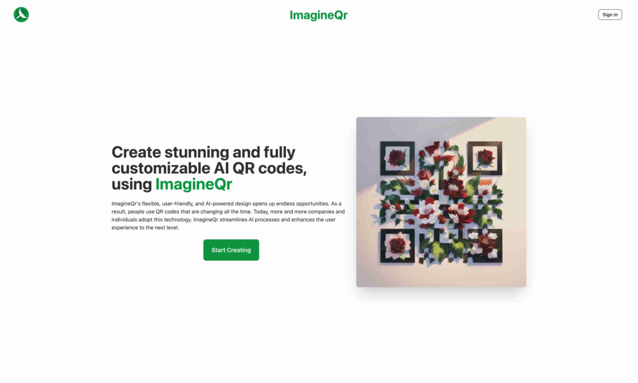 ImagineQr Homepage