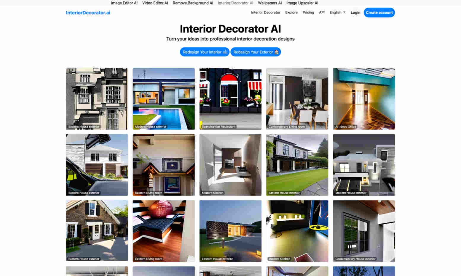 Interior Decorator AI Homepage