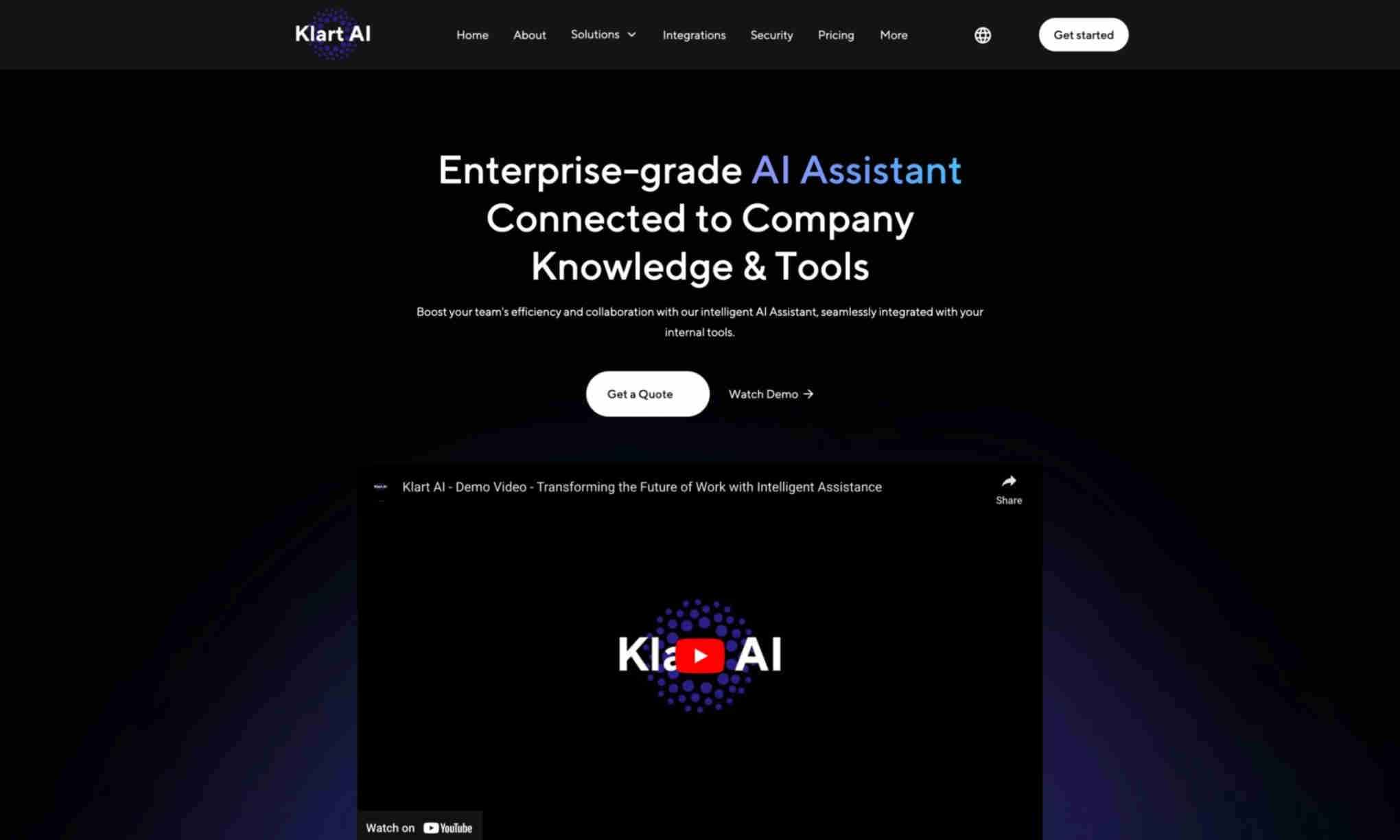 Klart AI Homepage