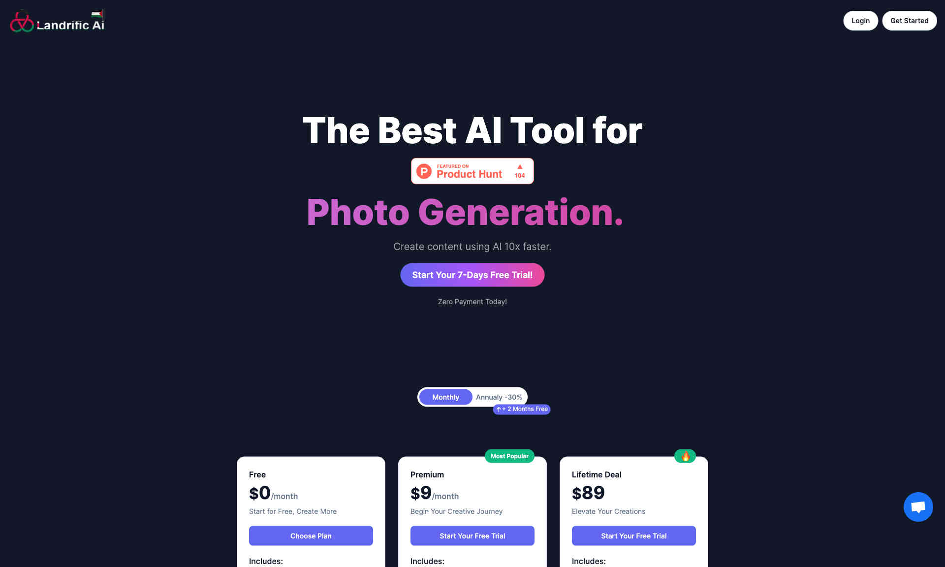 Landrific AI Homepage