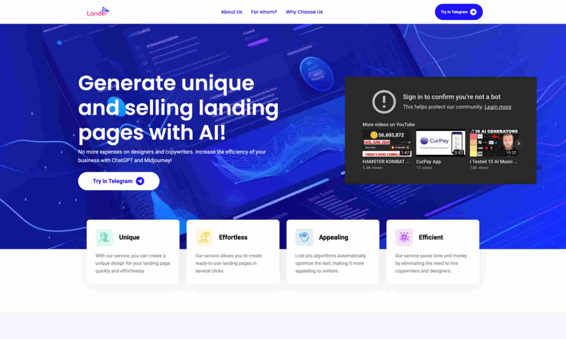 Lndr.pro Homepage