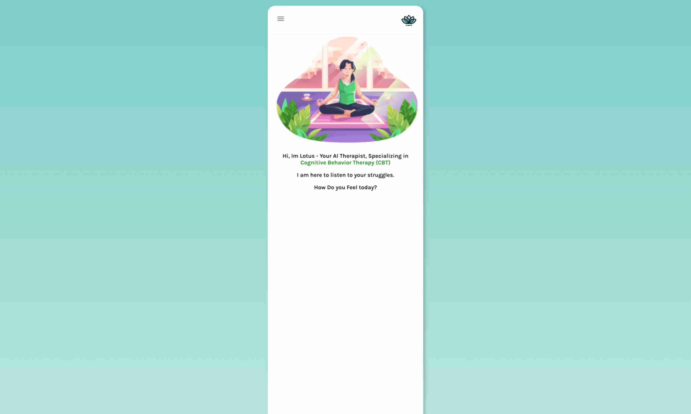 Lotus AI Therapist Homepage