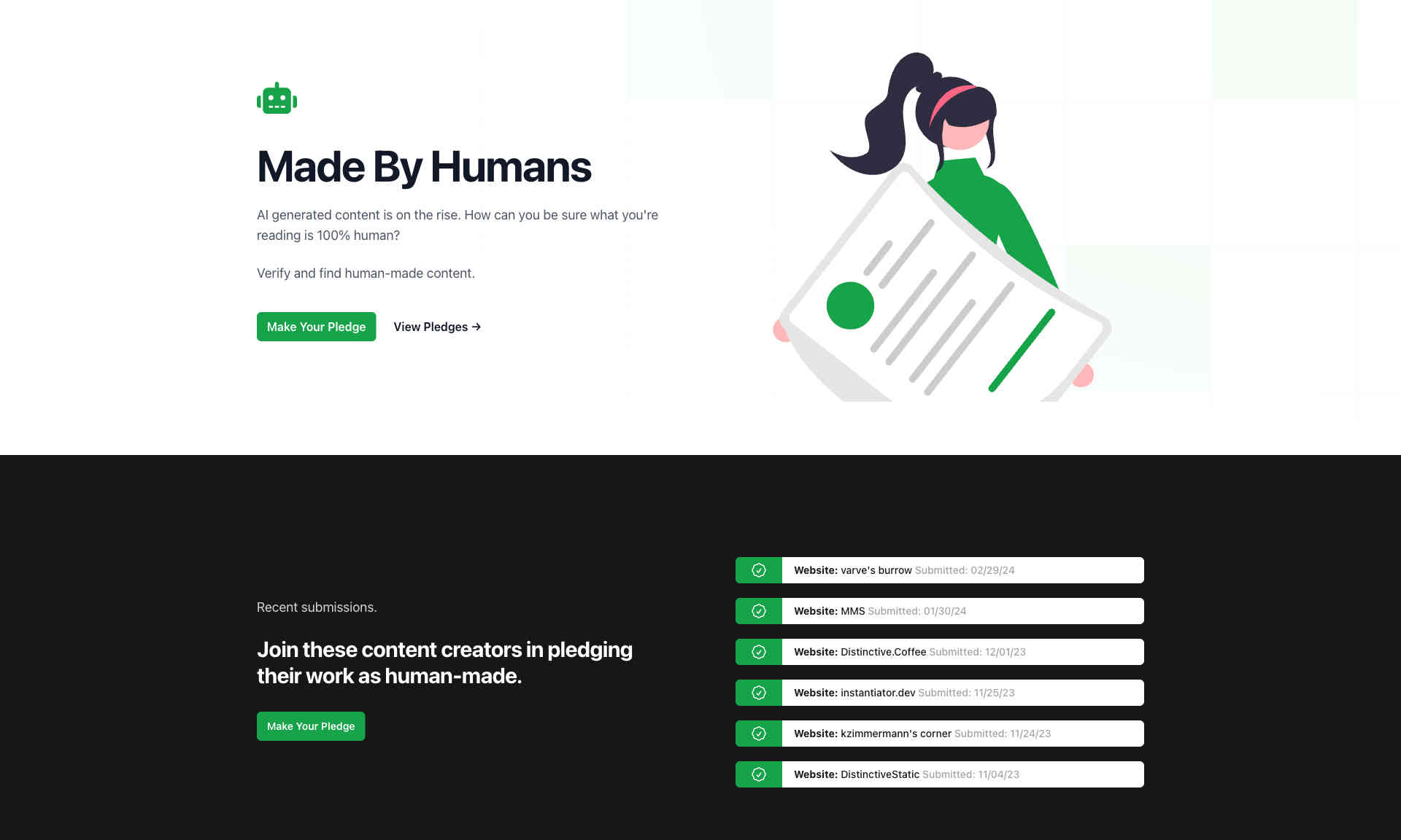 Made By Humans Homepage