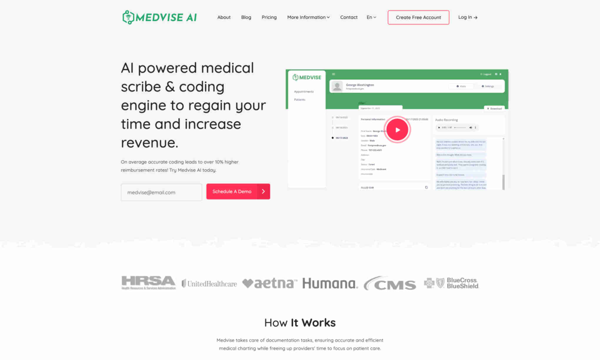 Medvise AI Homepage