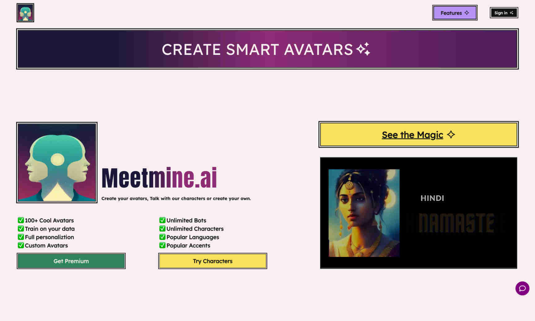 Meetmine.ai Homepage