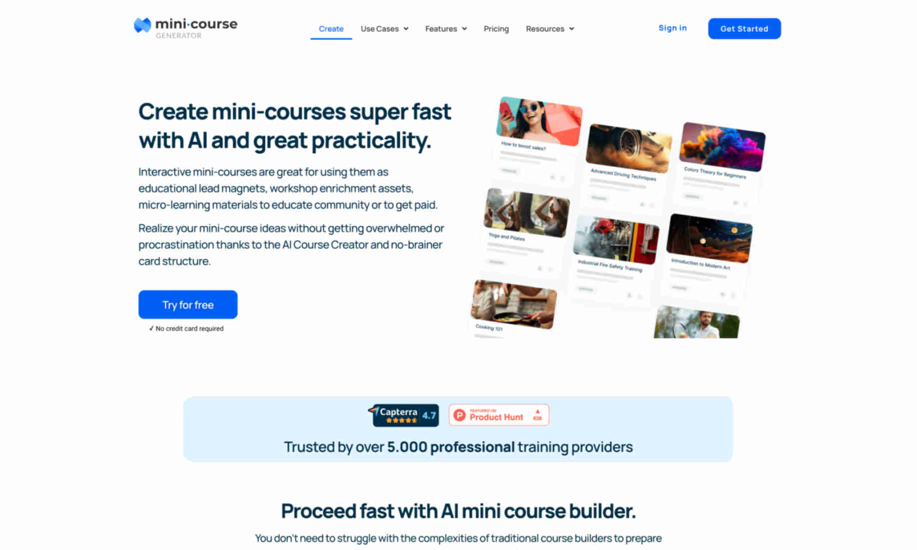 Mini-Course Generator Homepage