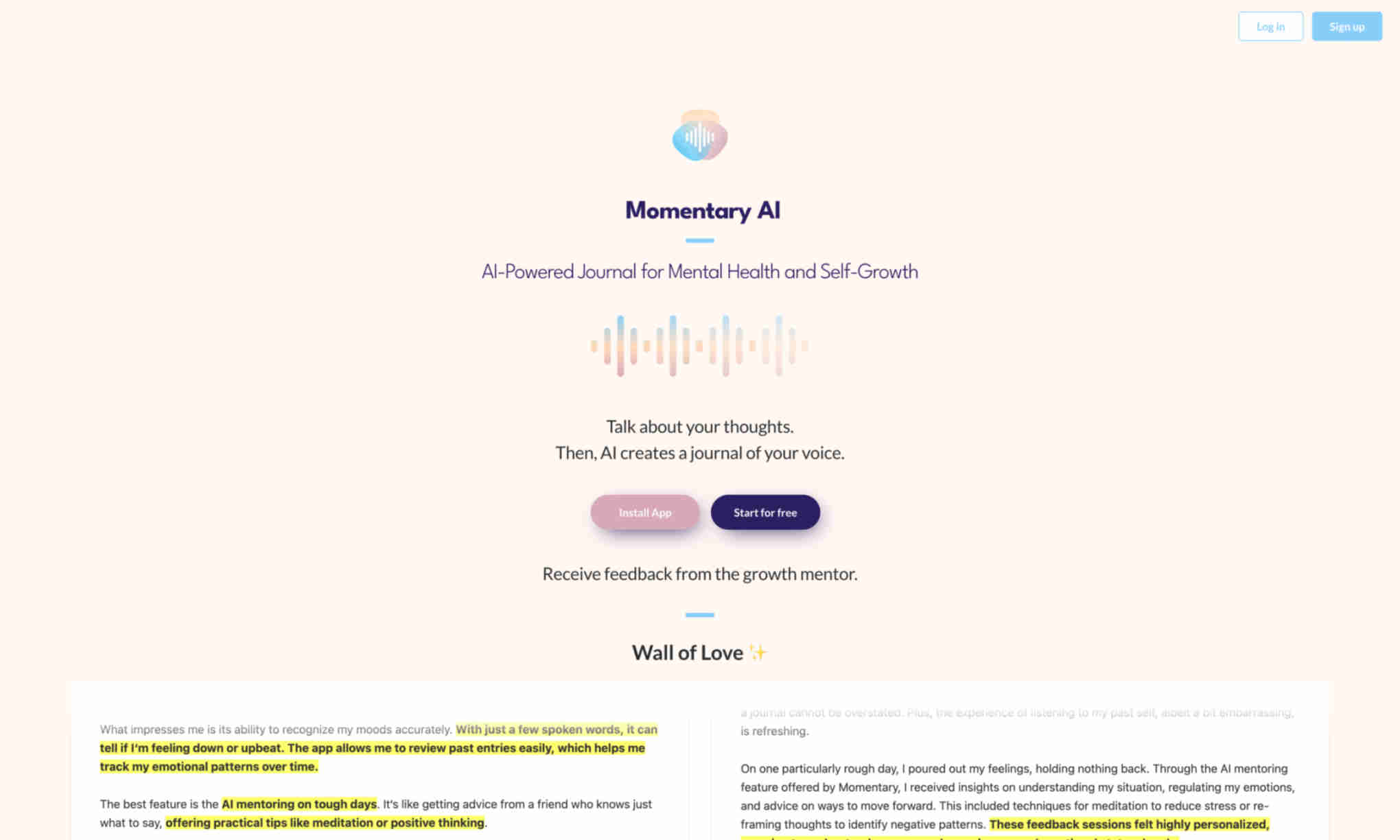 Momentary AI Homepage