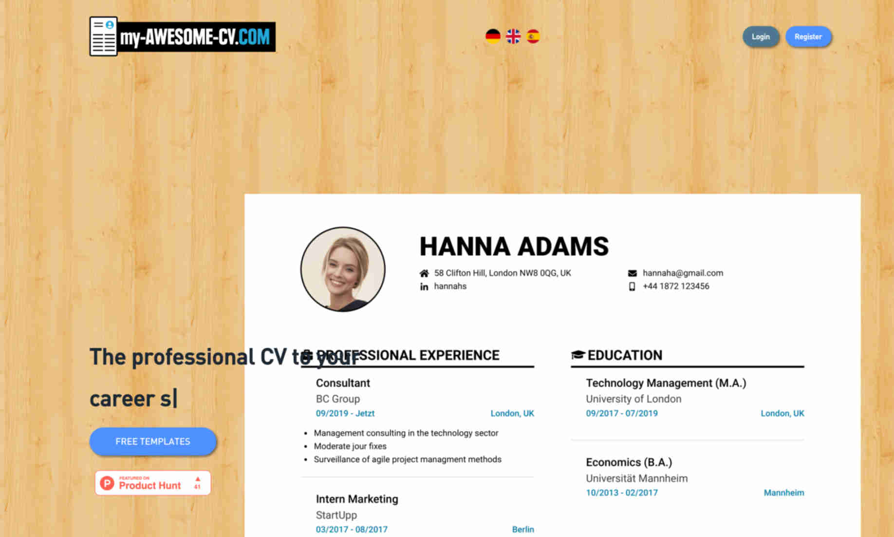 My Awesome CV Homepage