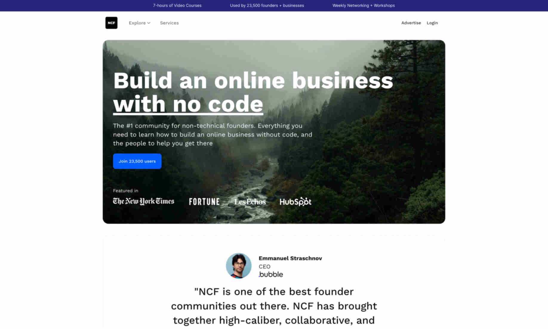 No Code Founders Homepage