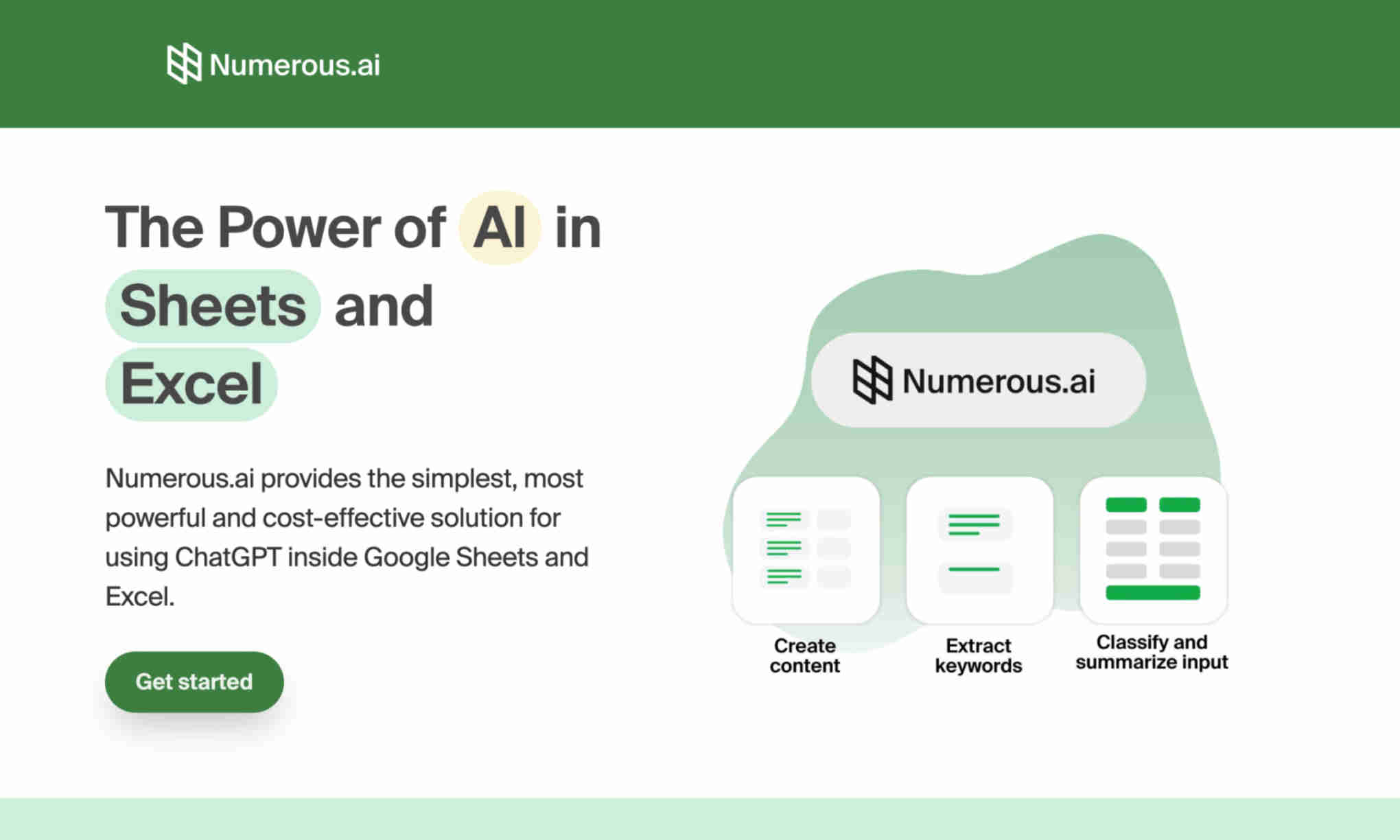 Numerous.ai Homepage