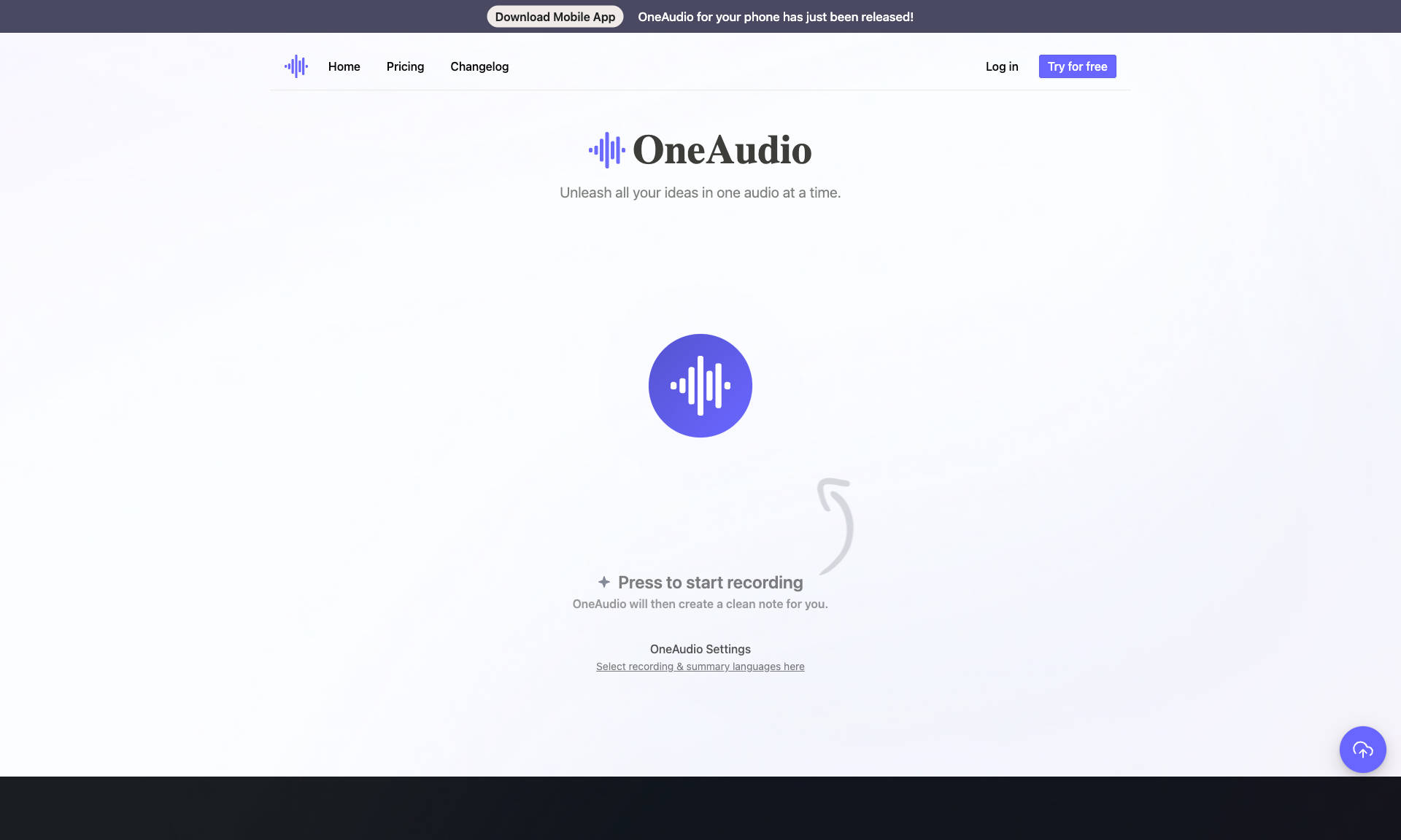 OneAudio Homepage