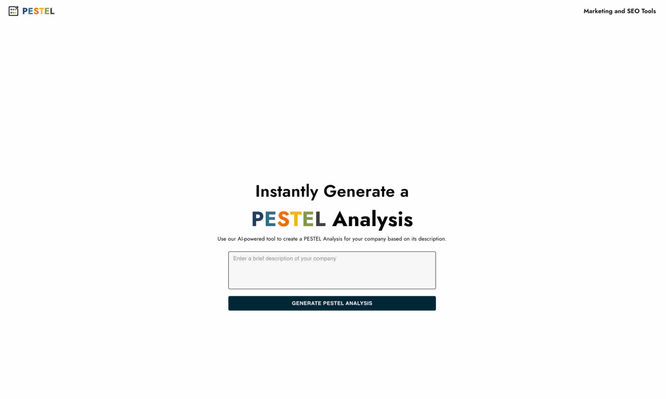 PESTEL Analysis Generator Homepage