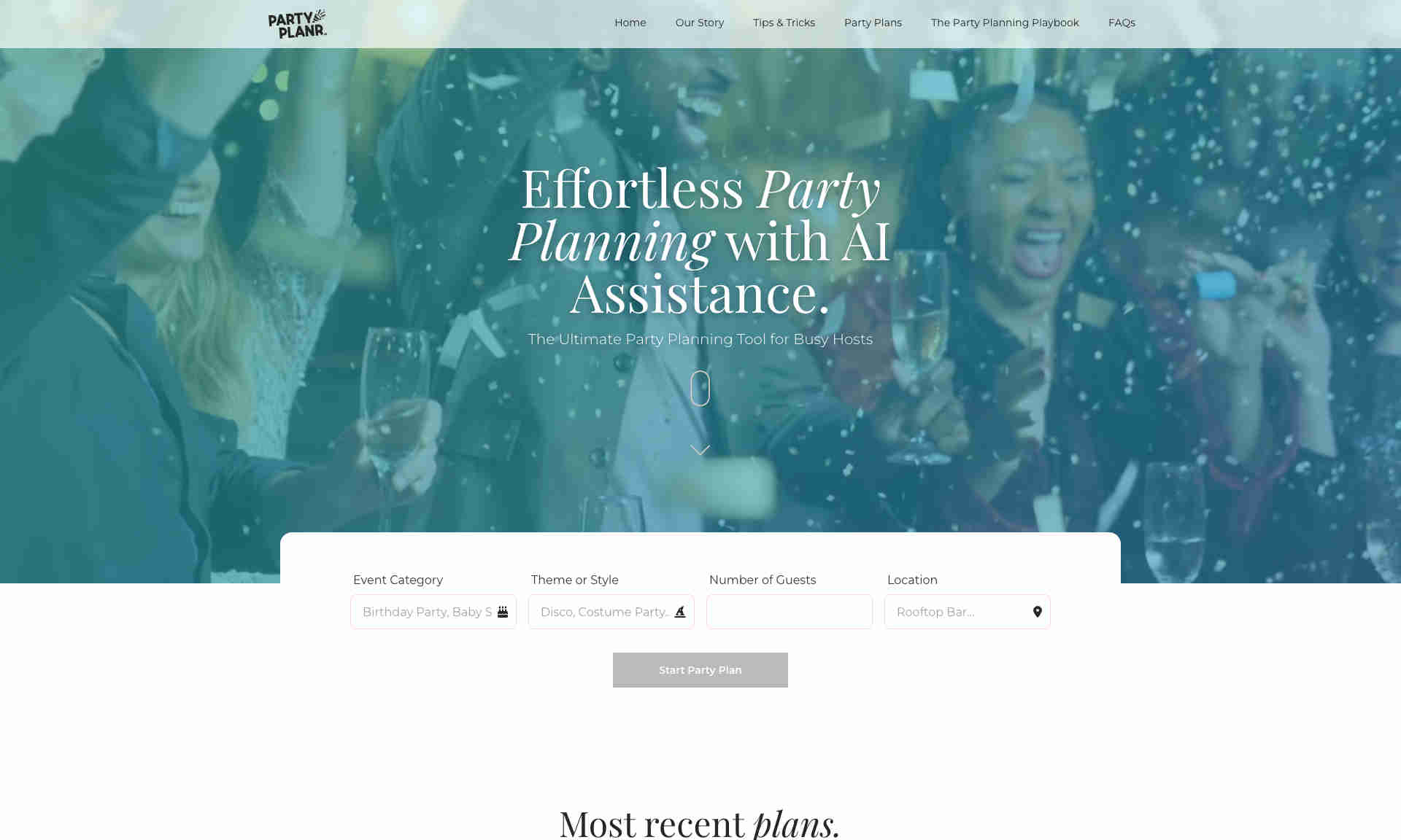 PartyPlanr Homepage