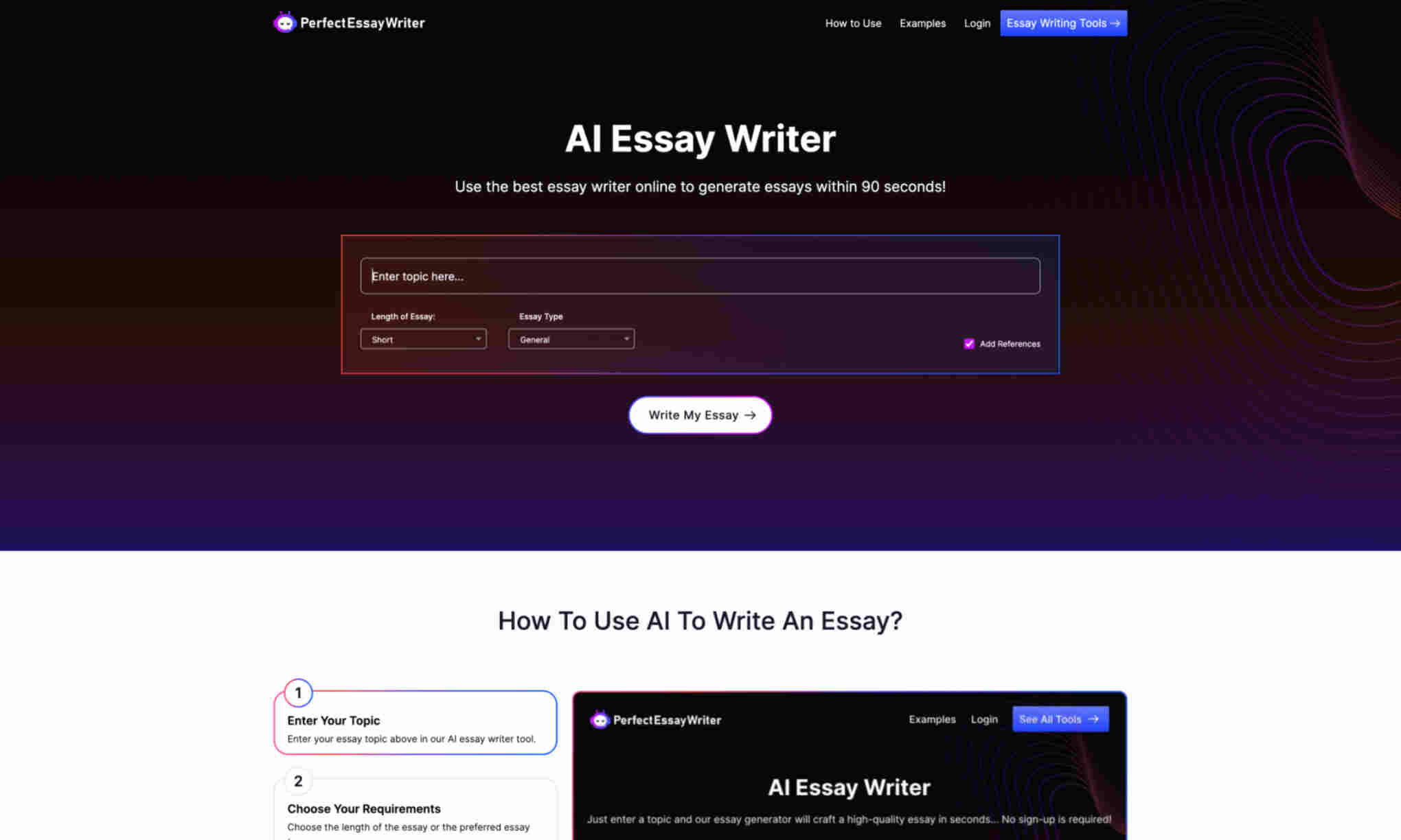 PerfectEssayWriter.ai Homepage