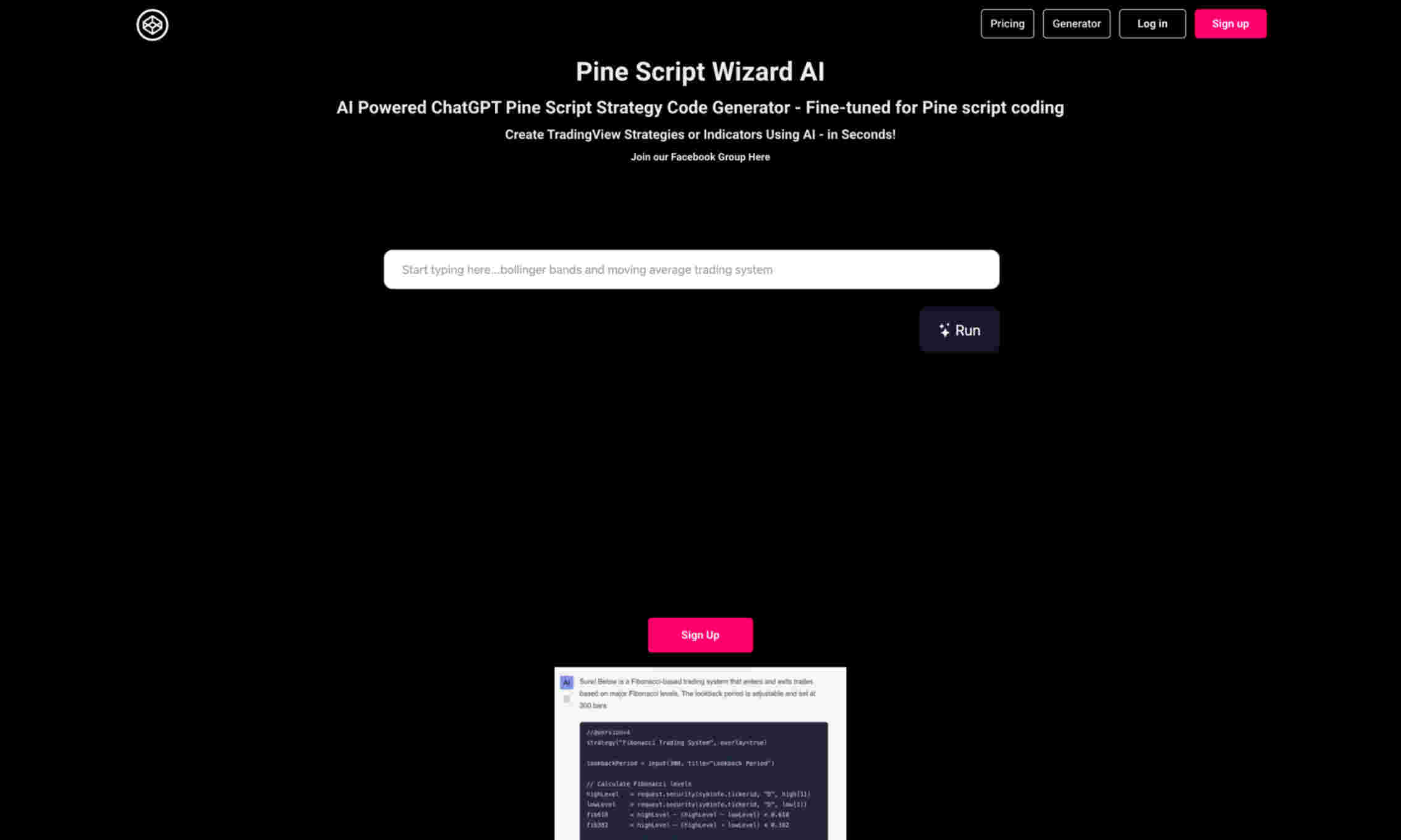 Pine Script Wizard AI Homepage