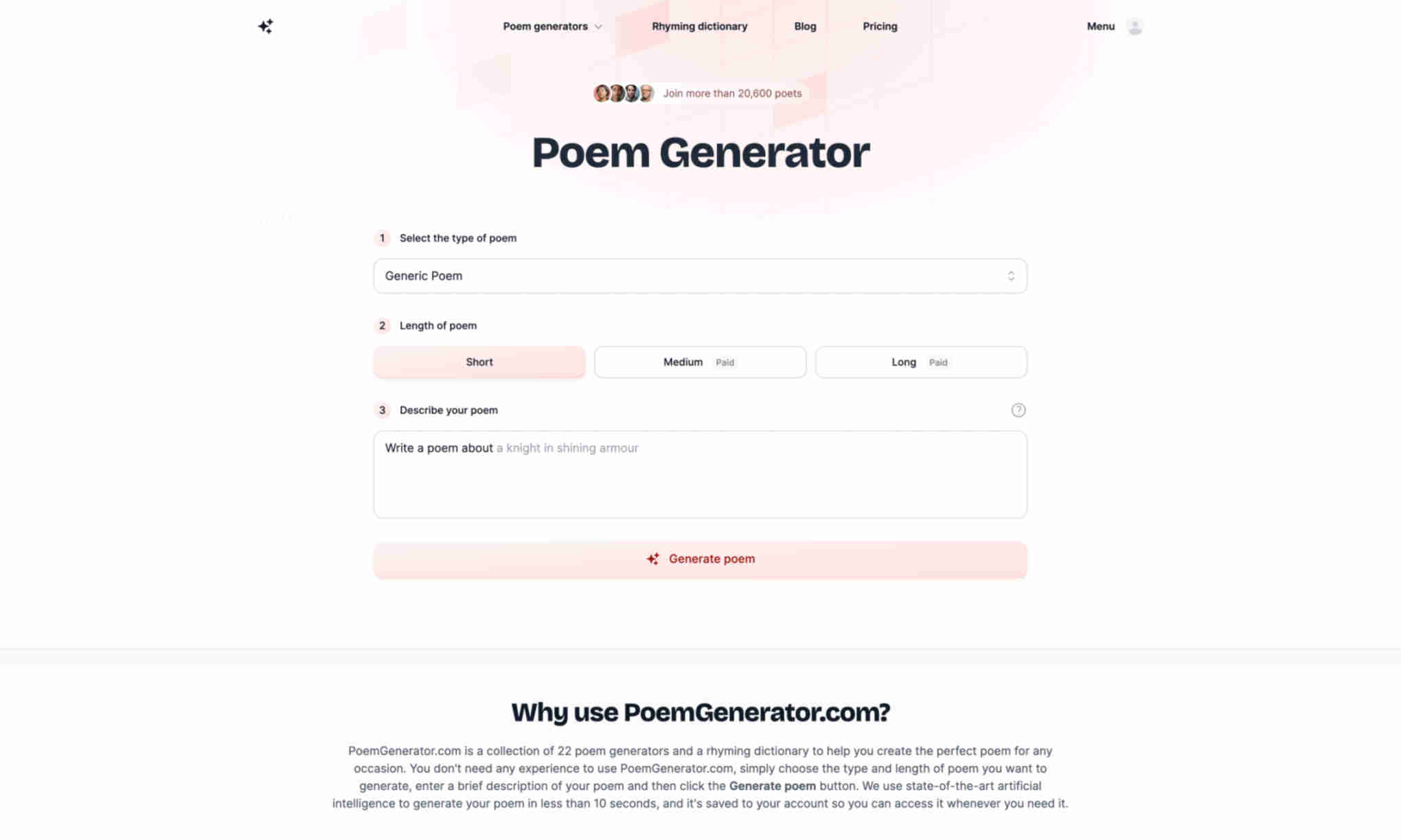 Poem Generator Homepage