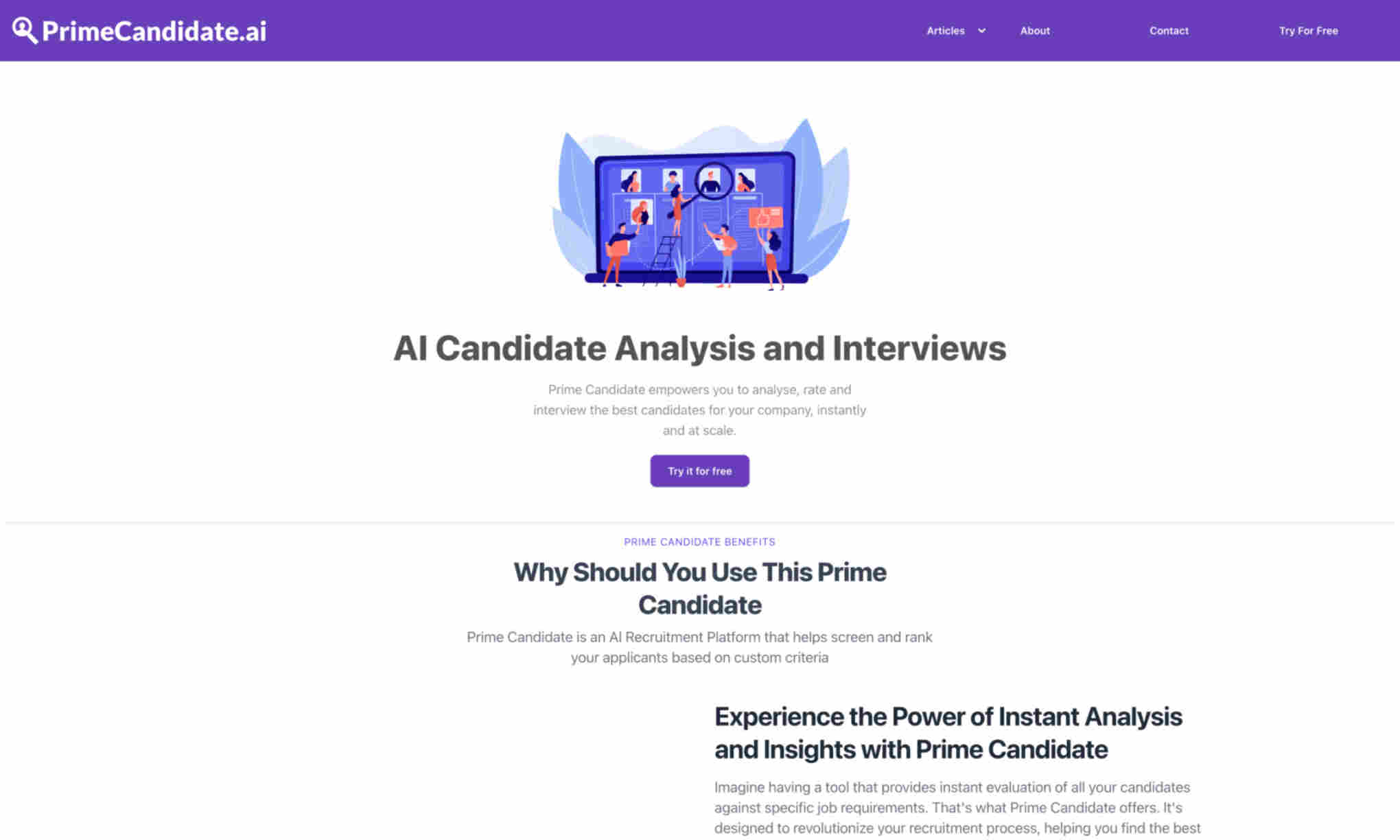 PrimeCandidate.ai Homepage