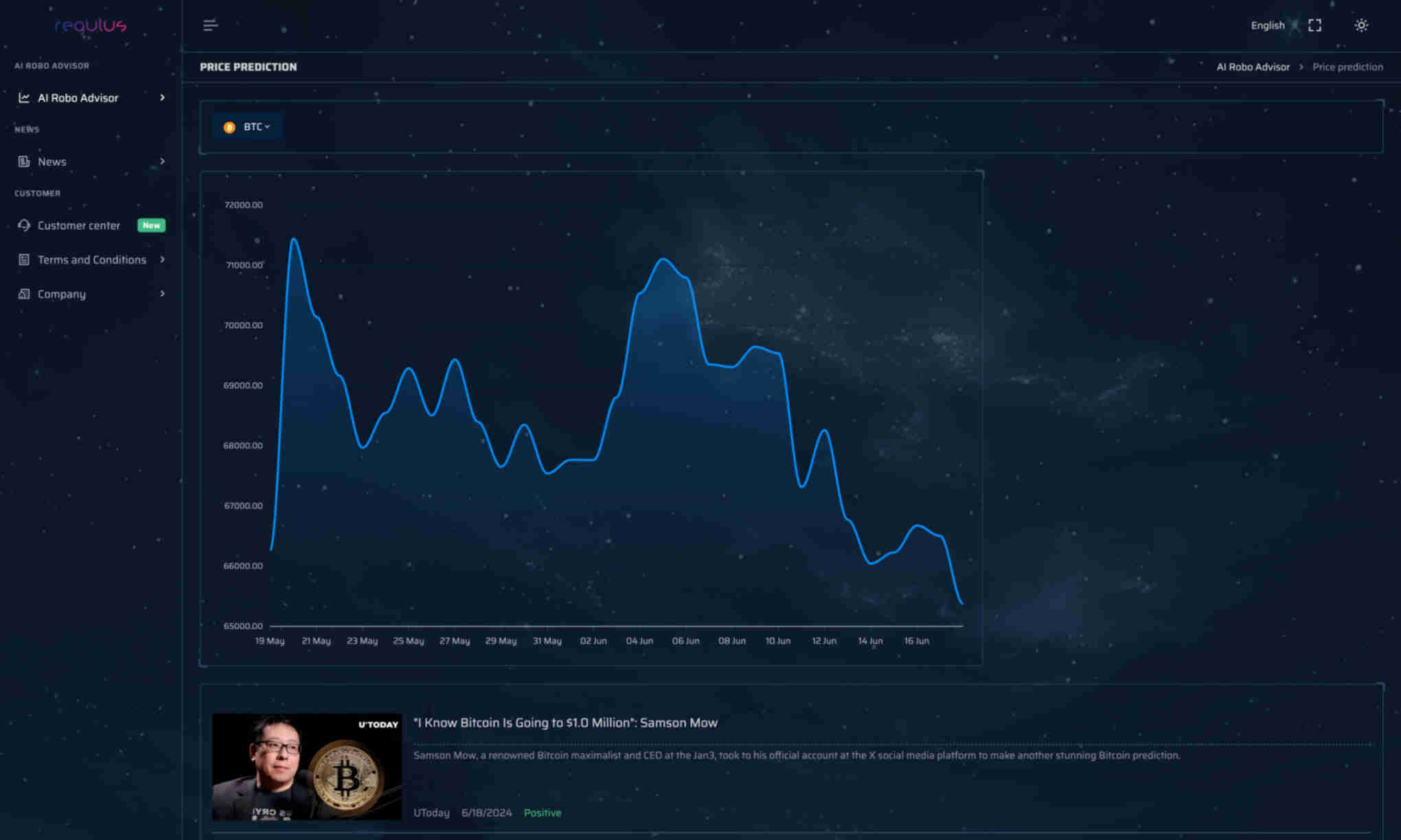 Regulus AI Robo Advisor Homepage