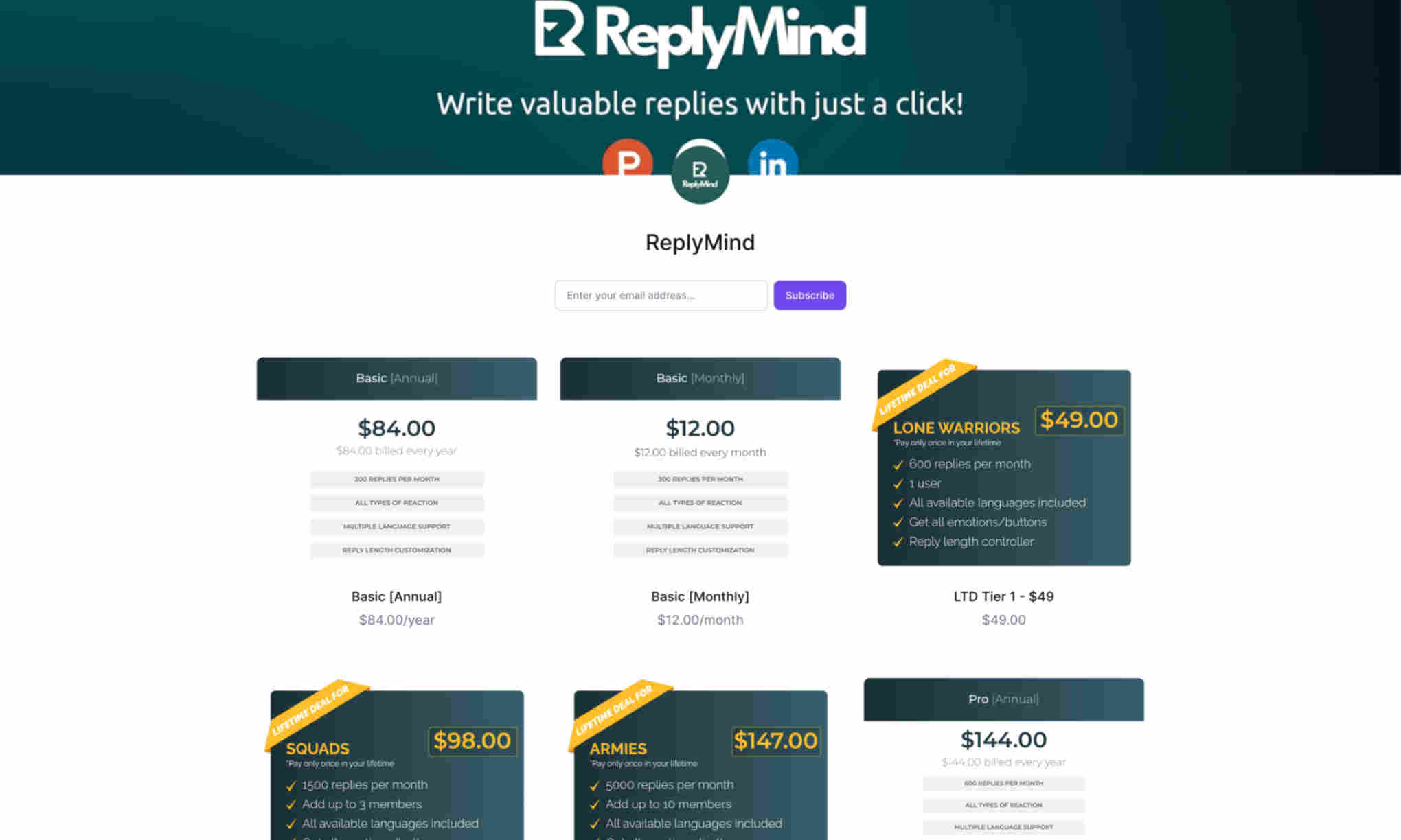 ReplyMind Homepage