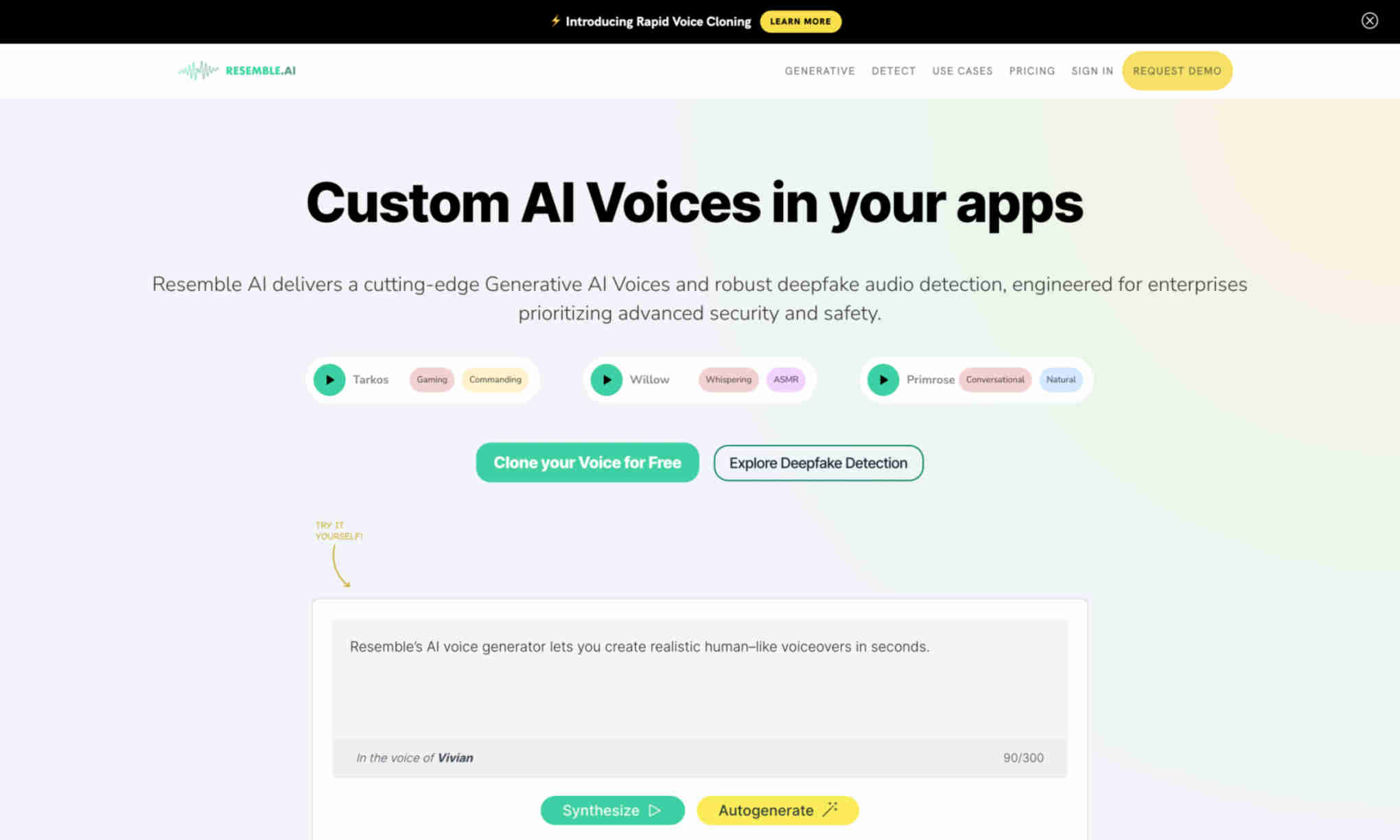 Resemble AI Homepage