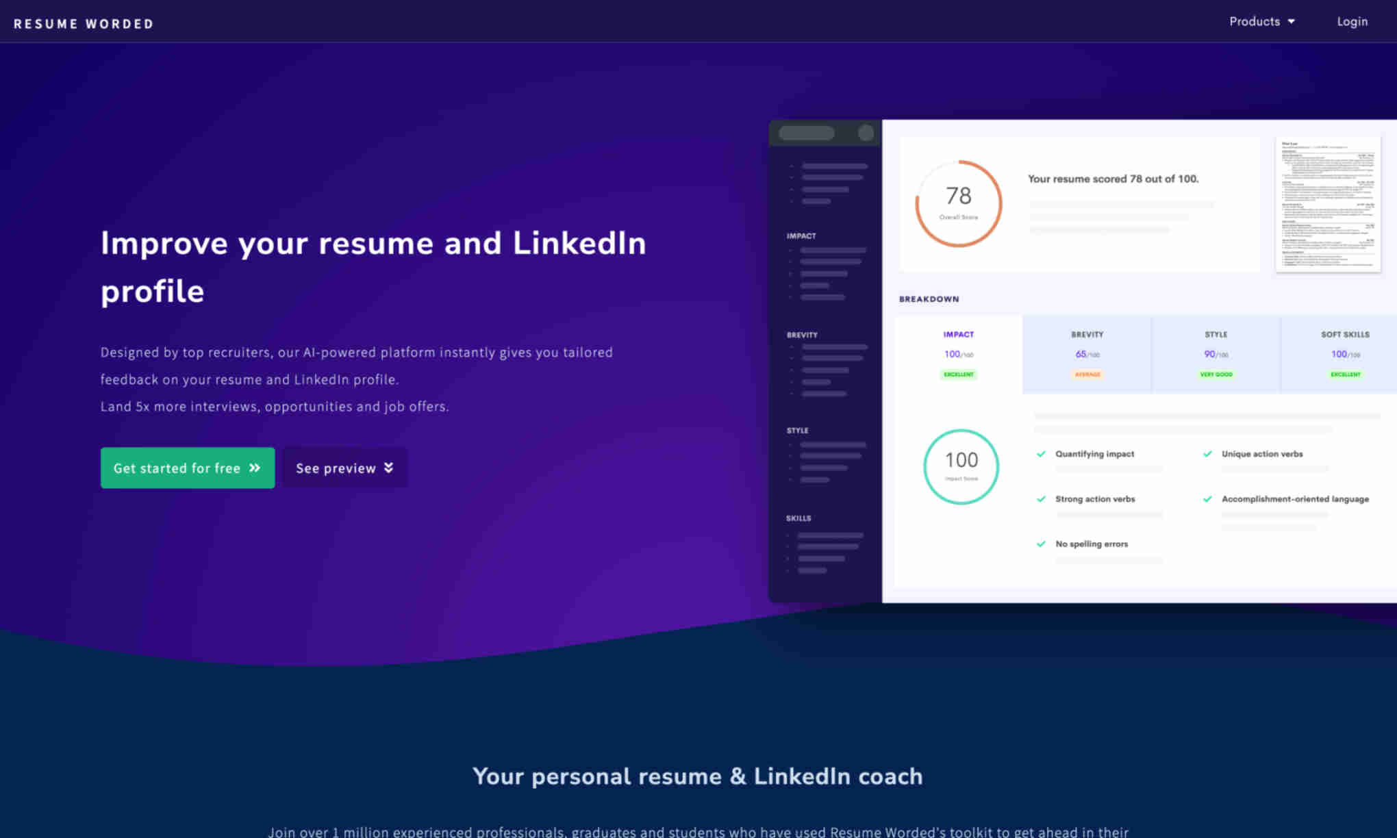 Resume Worded Homepage