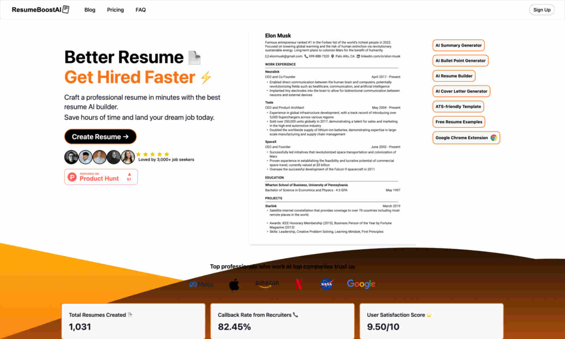 ResumeBoostAI Homepage