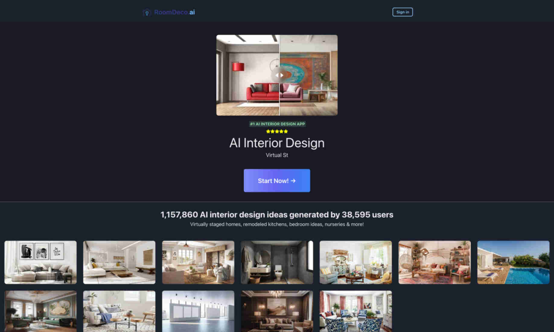 RoomDeco AI Homepage