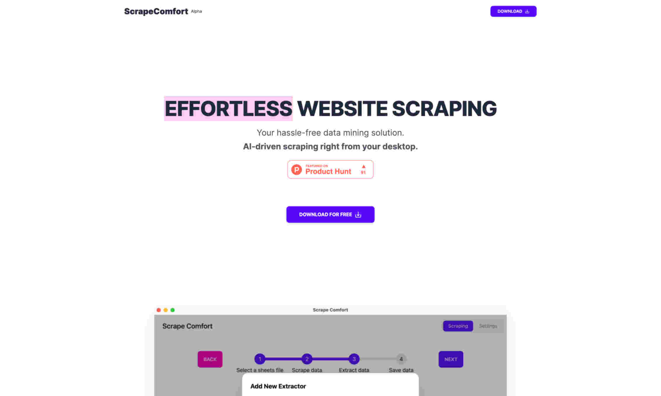 ScrapeComfort Homepage