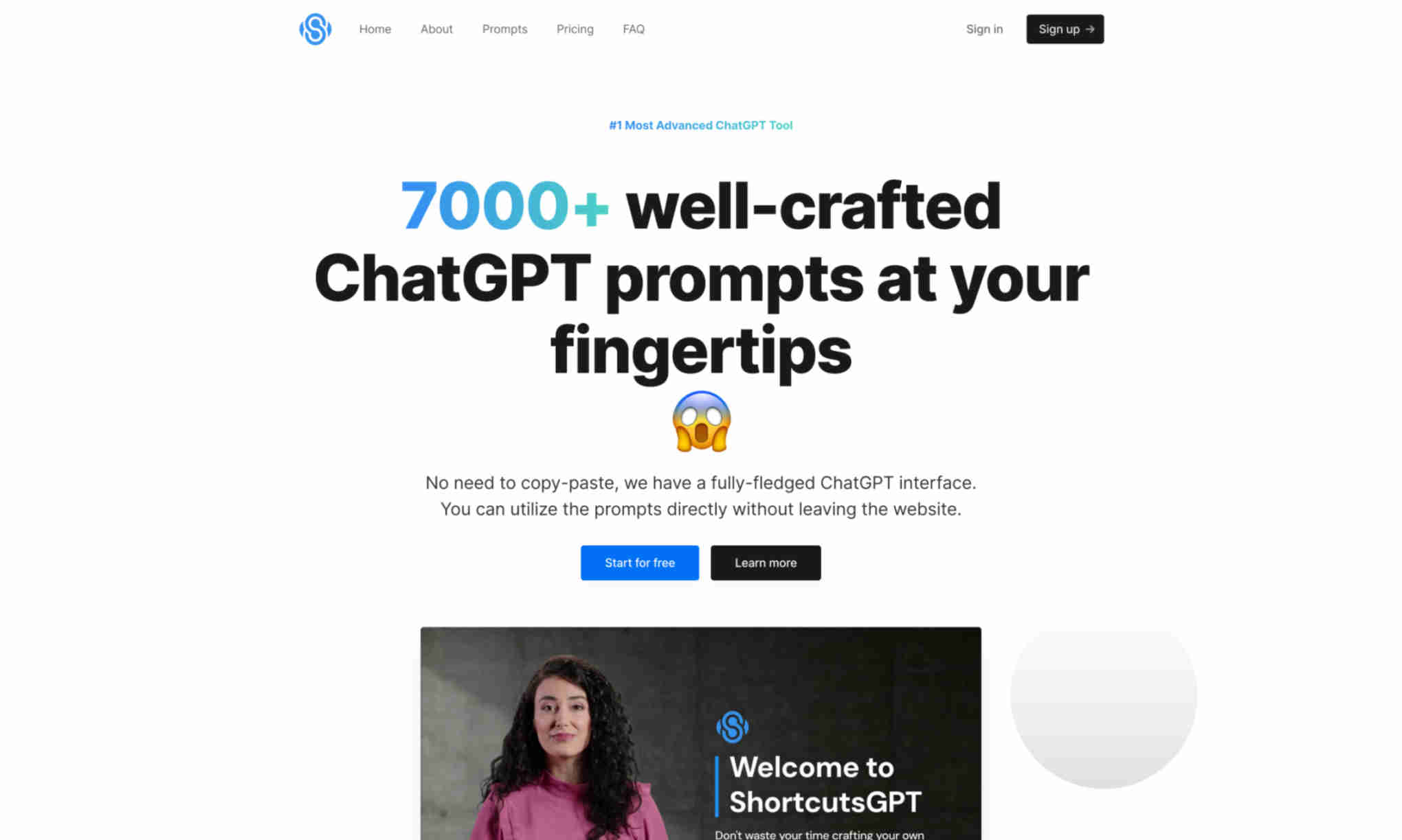 ShortcutsGPT Homepage