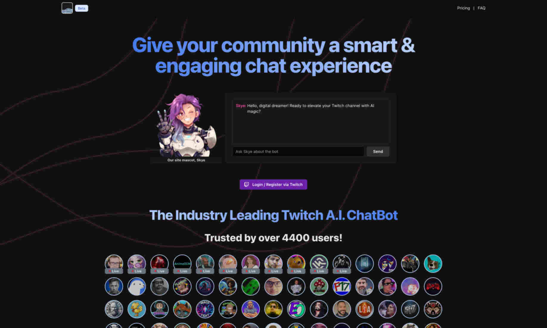 StreamChat A.I. Homepage