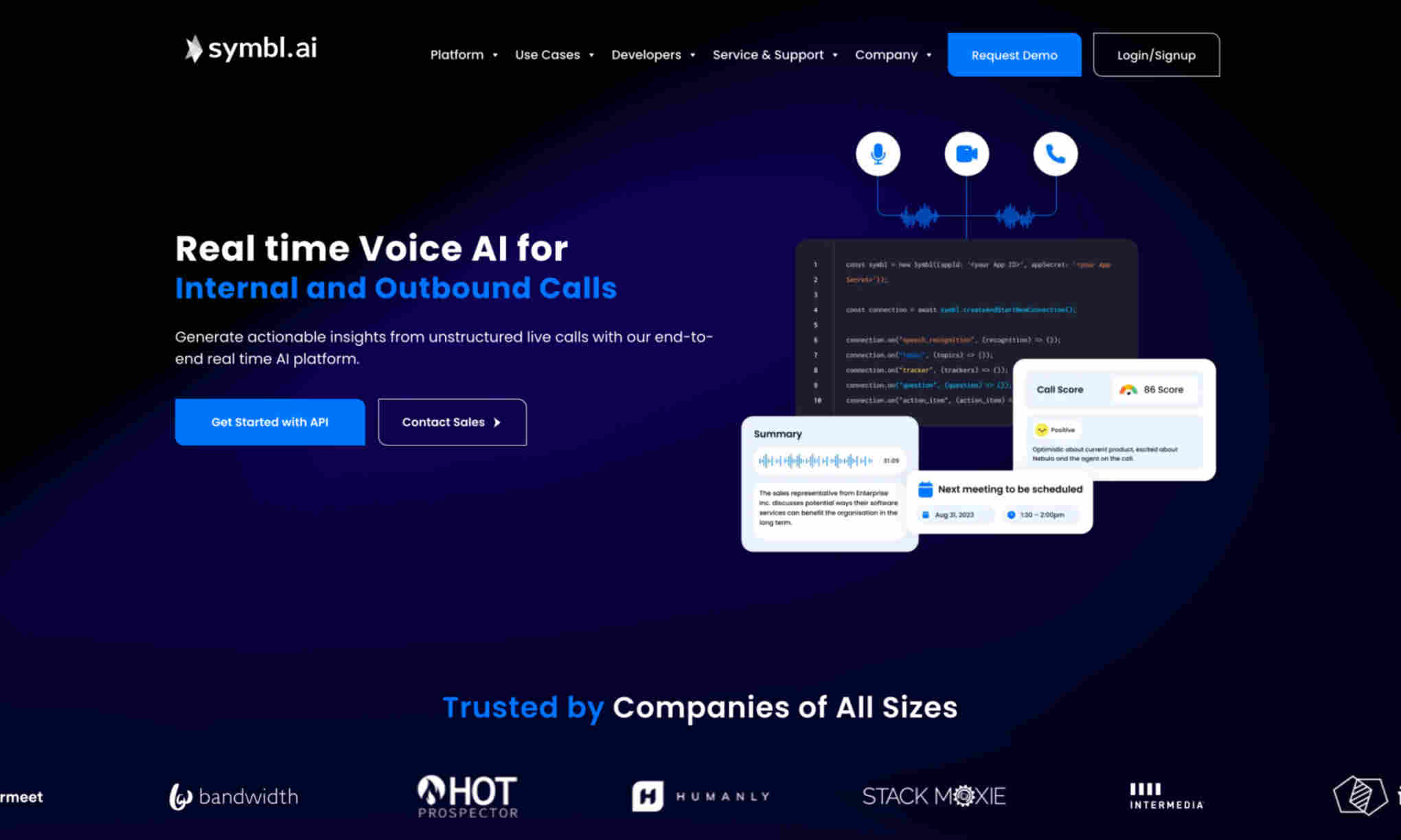 Symbl.ai Homepage