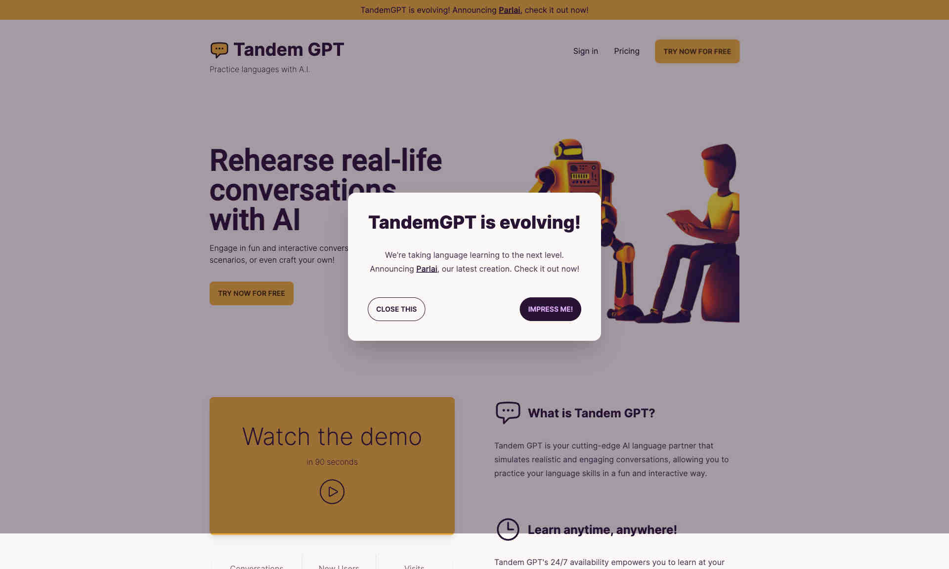 Tandem GPT Homepage