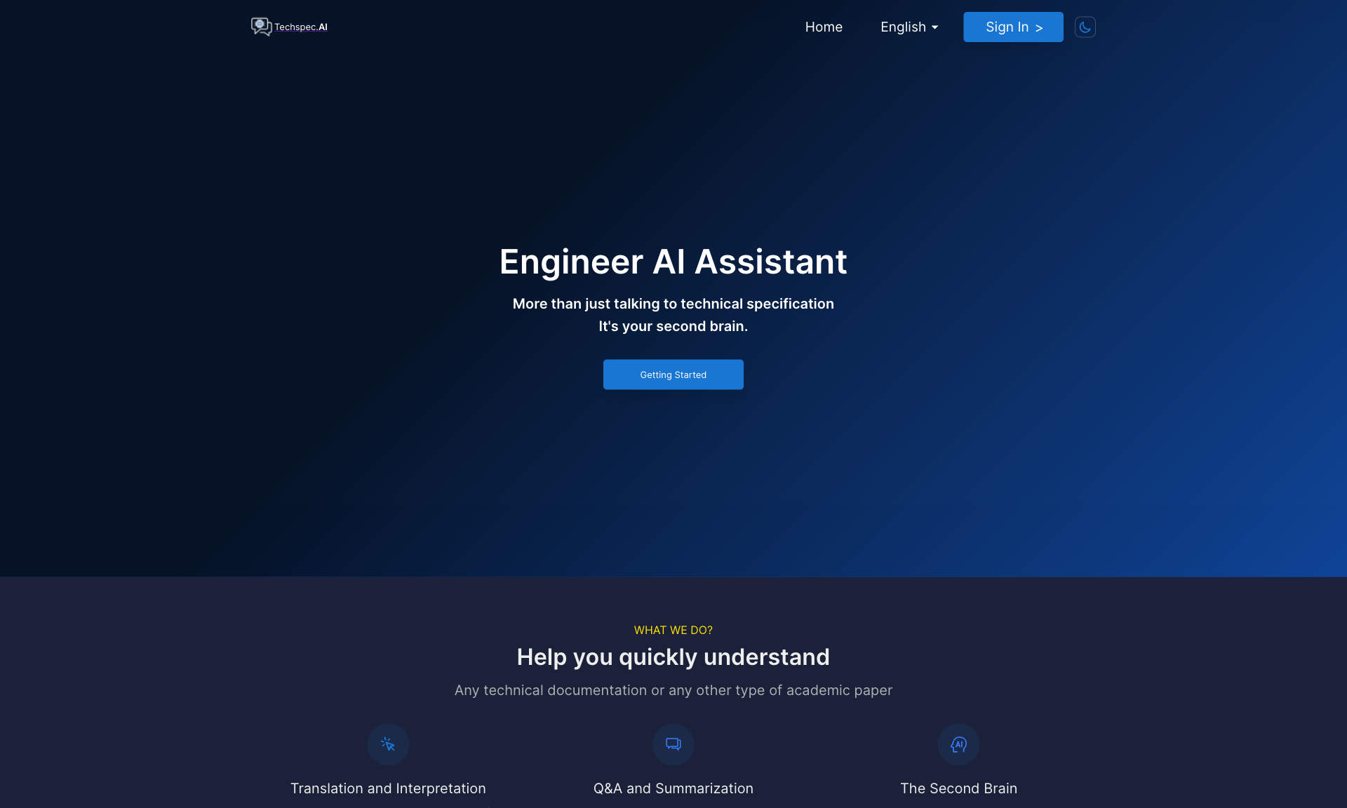 Techspec.AI Homepage