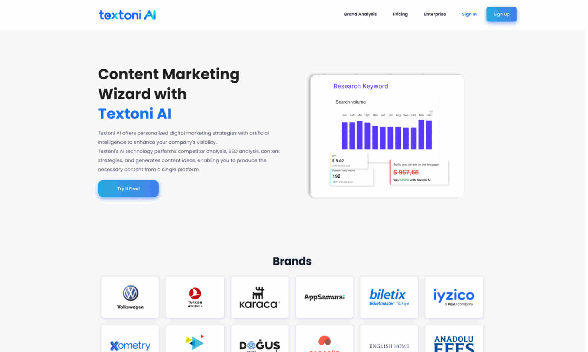 Textoni AI Homepage