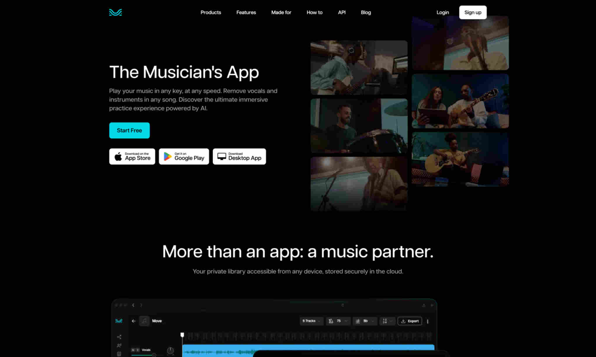 The Musician's App Homepage