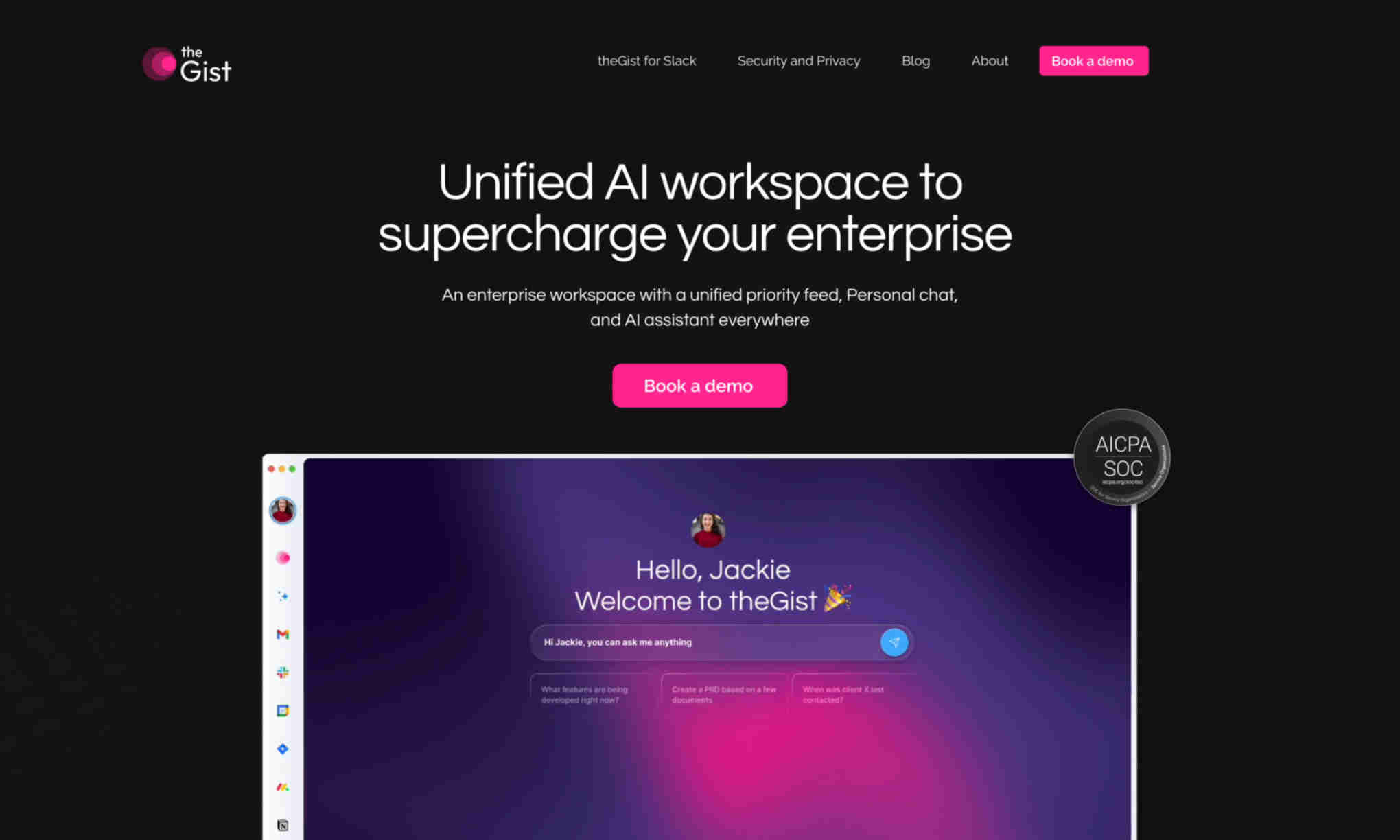 TheGist(AI for Slack) Homepage