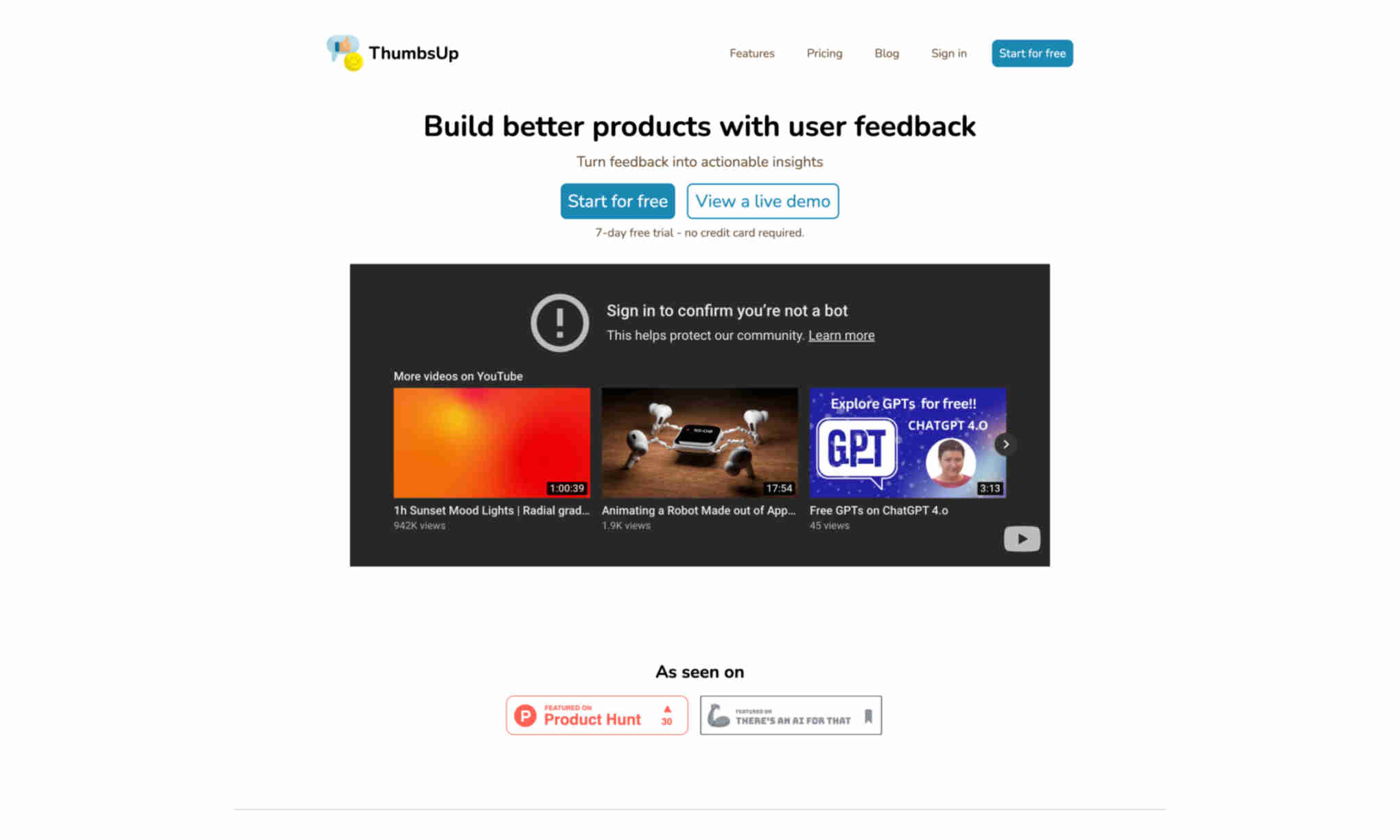 ThumbsUp Homepage