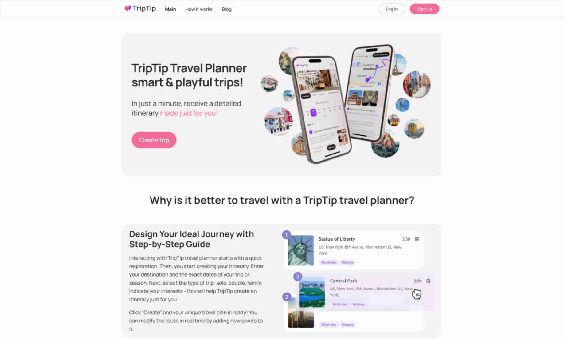 TripTip Travel Planner Homepage