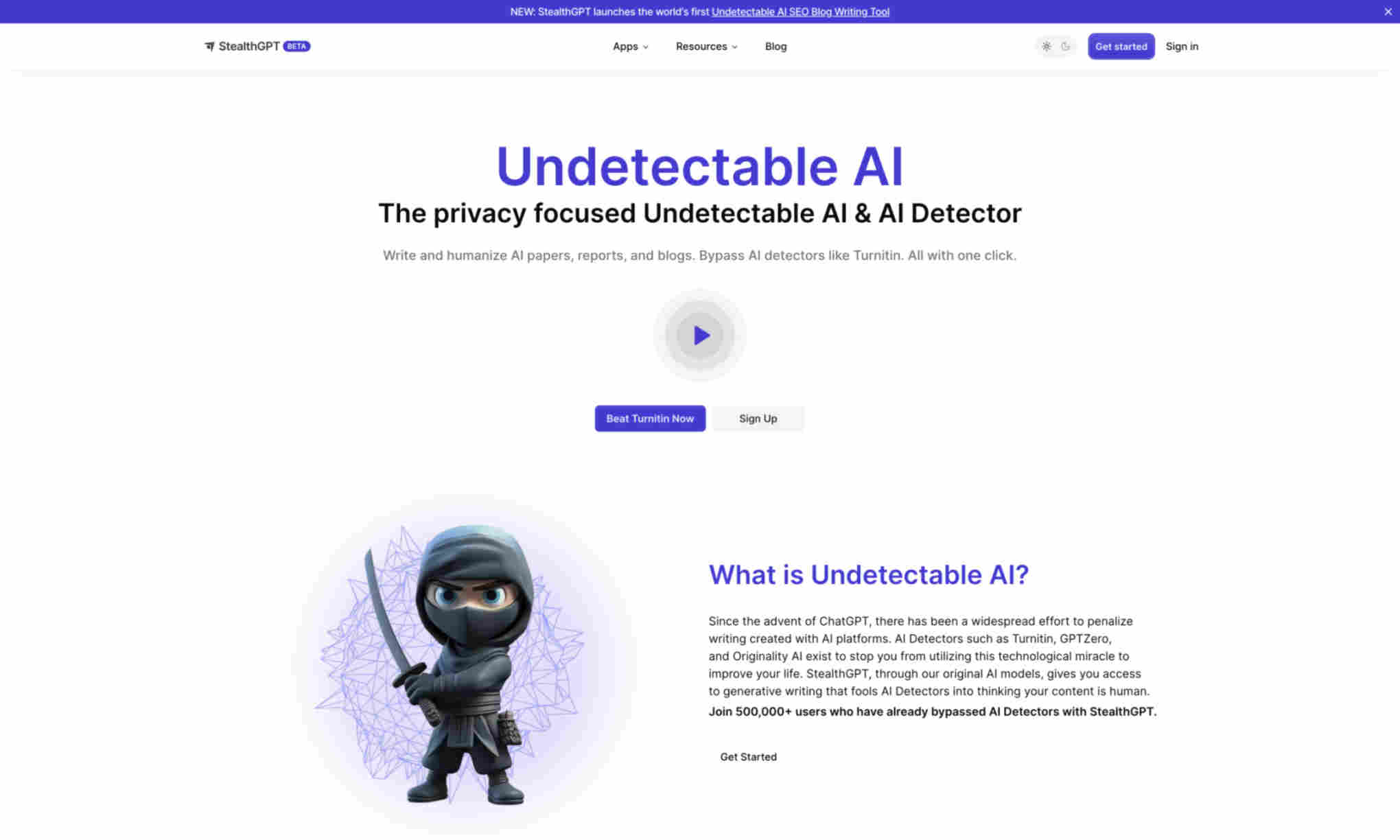 Undetectable AI Homepage