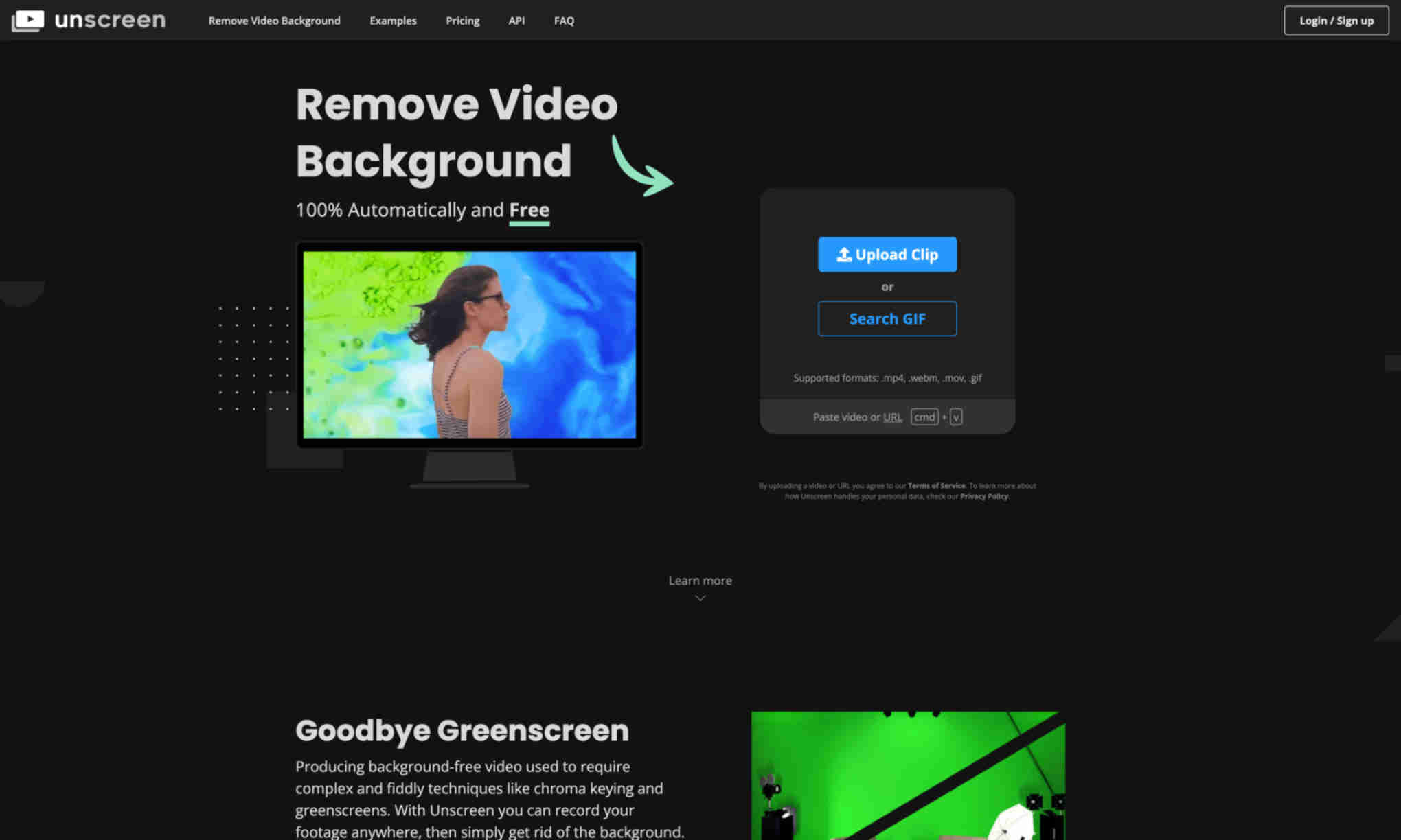 Unscreen Homepage