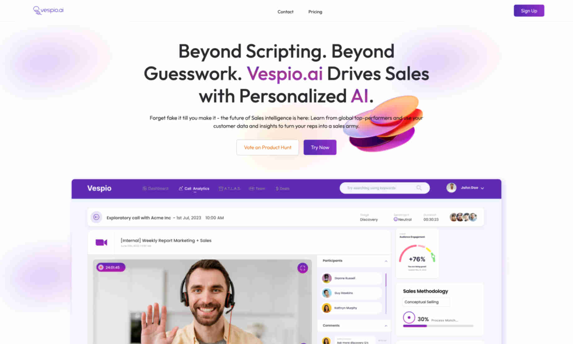 Vespio.ai Homepage