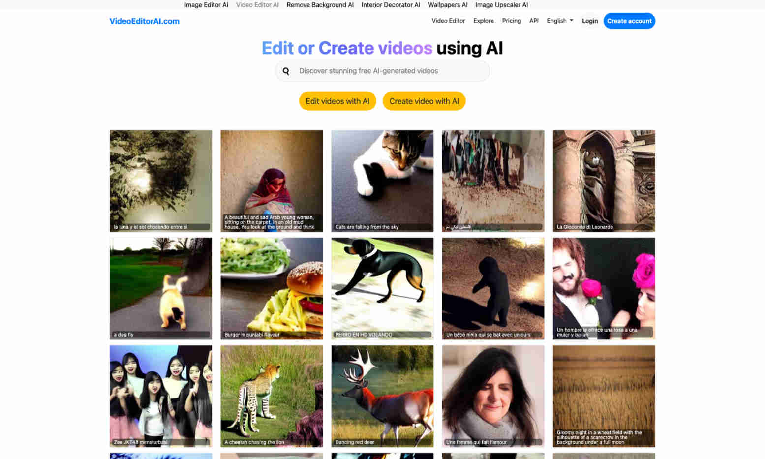 Video Editor AI Homepage