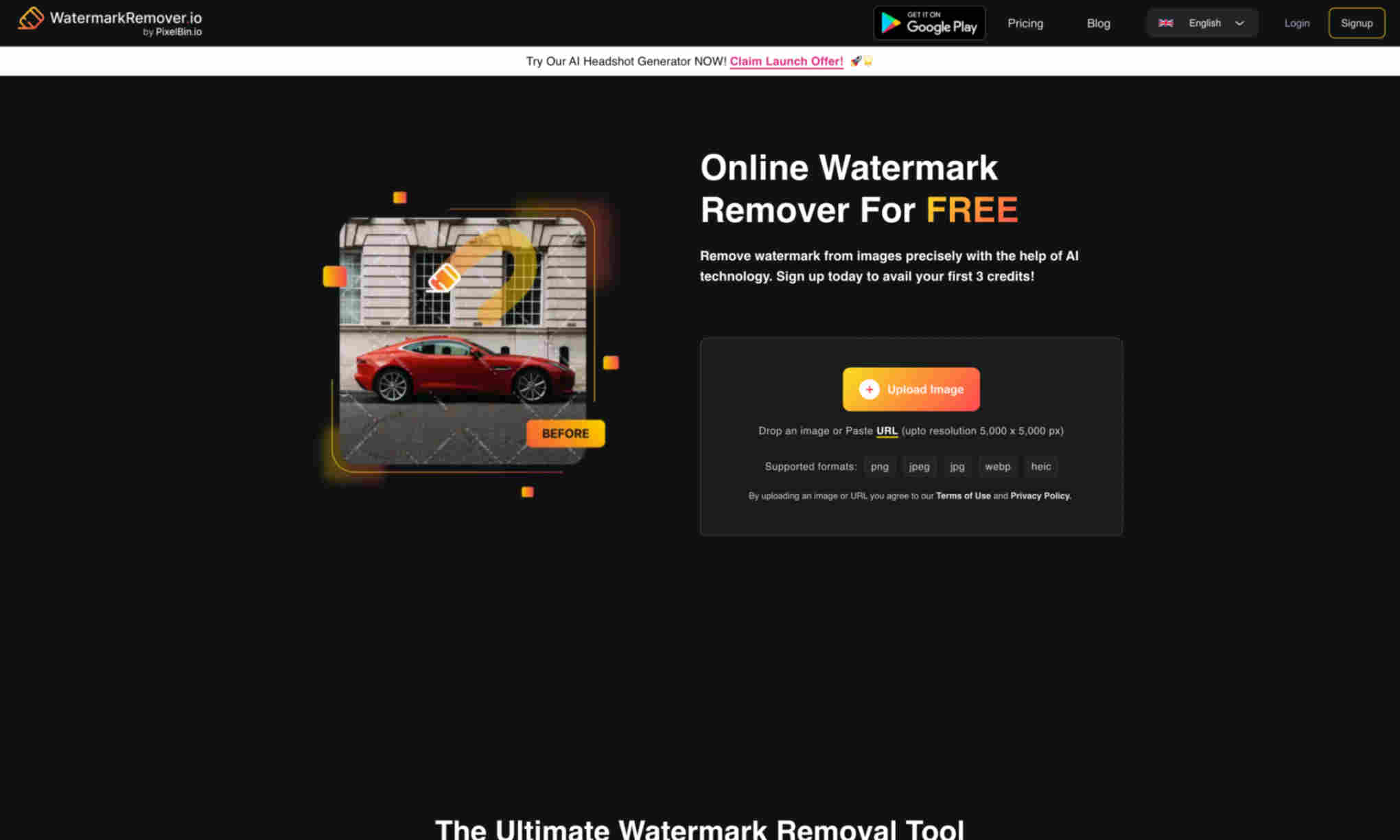 WatermarkRemover.io Homepage