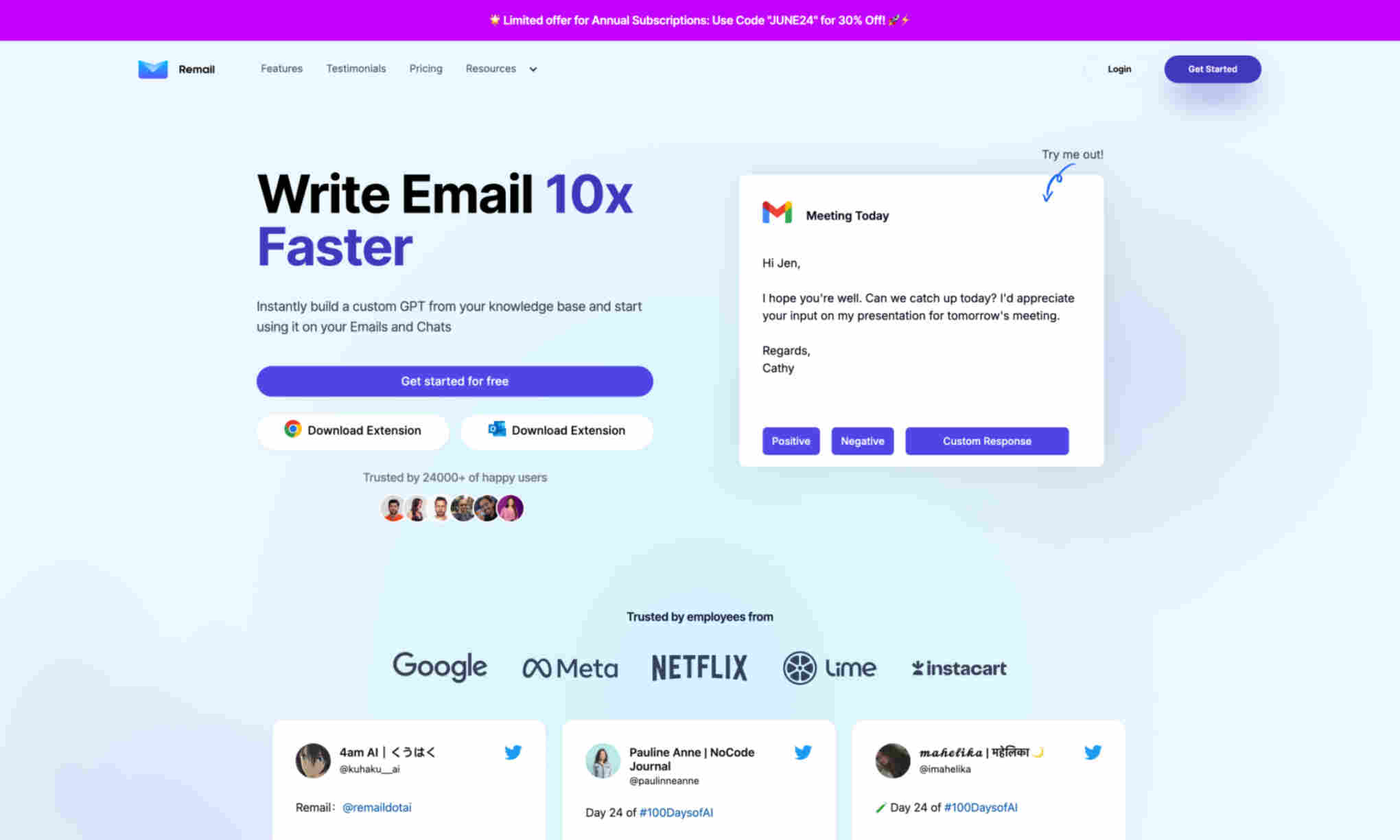 Write Email 10x Faster Homepage