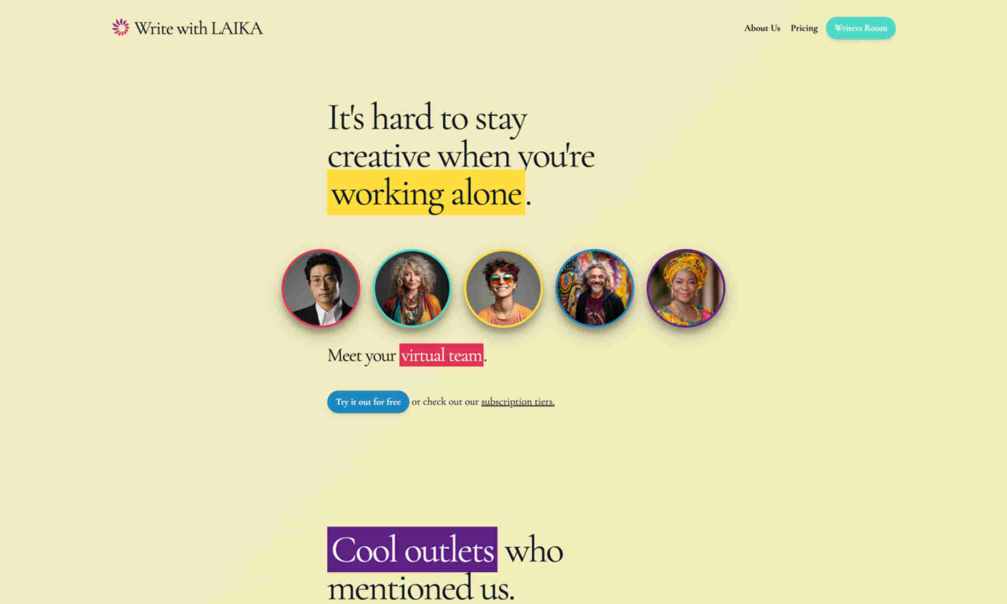 Write with LAIKA Homepage