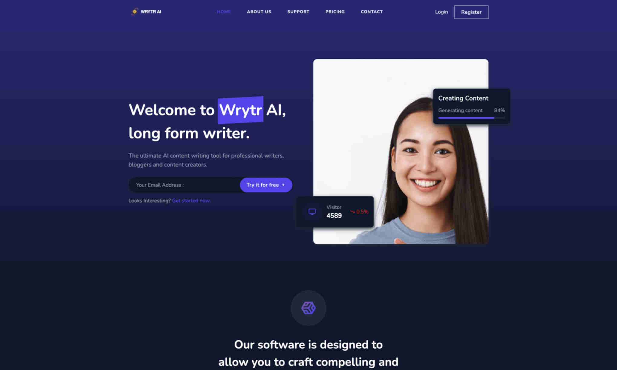 Wrytr AI Homepage