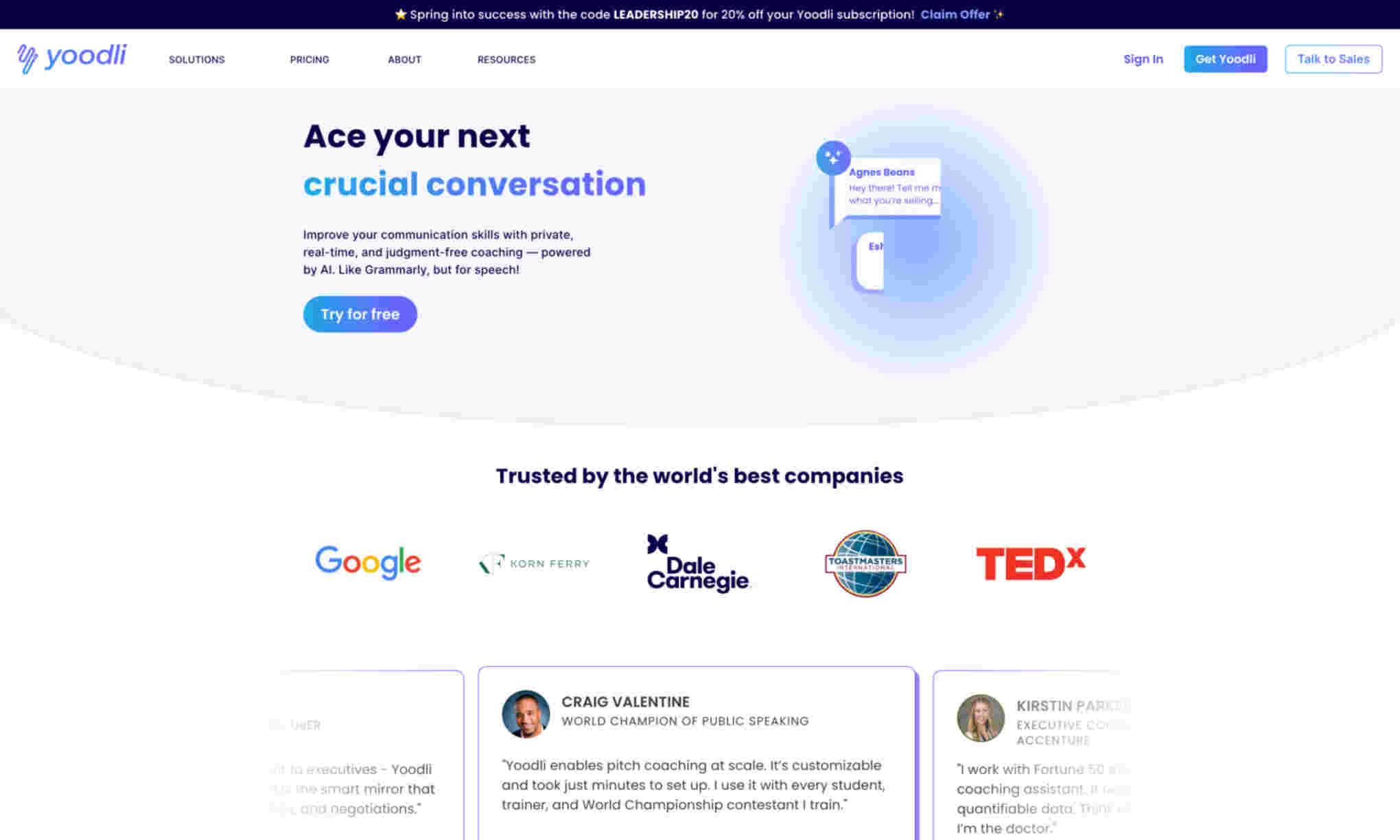 Yoodli Homepage