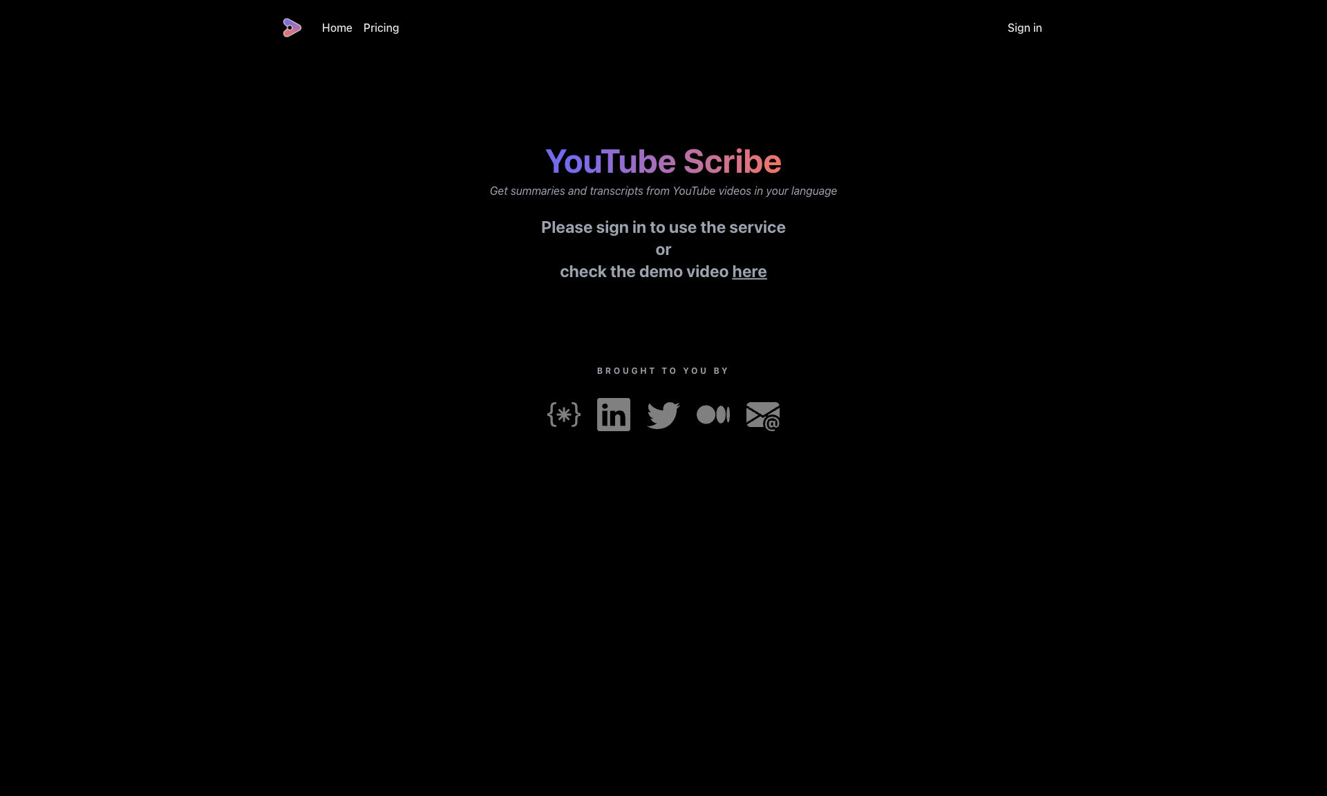 YouTube Scribe Homepage