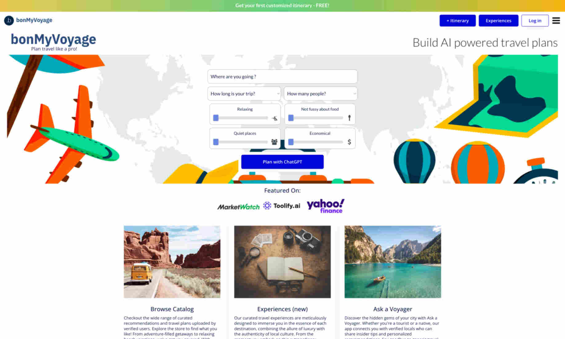 bonMyVoyage Homepage