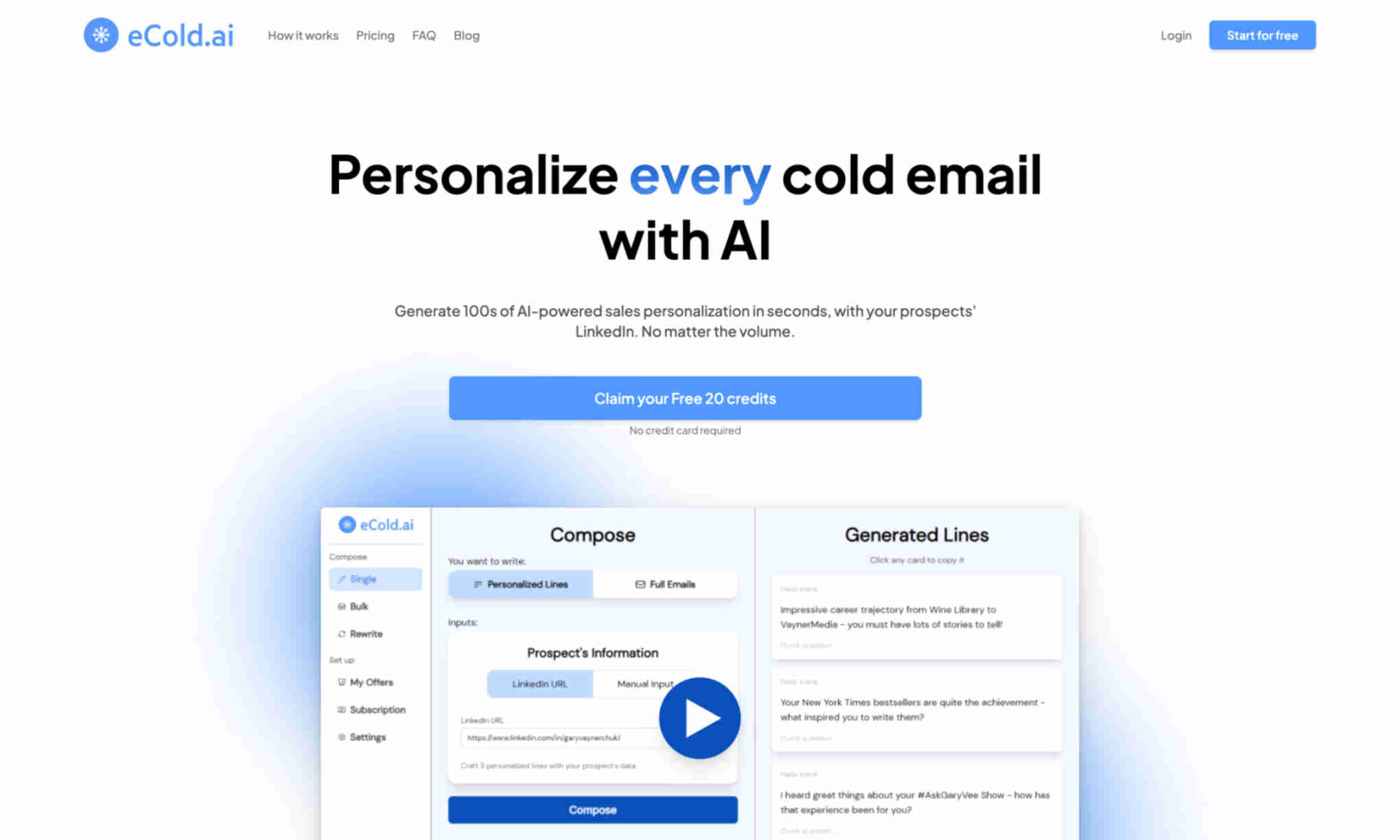 eCold.ai Homepage